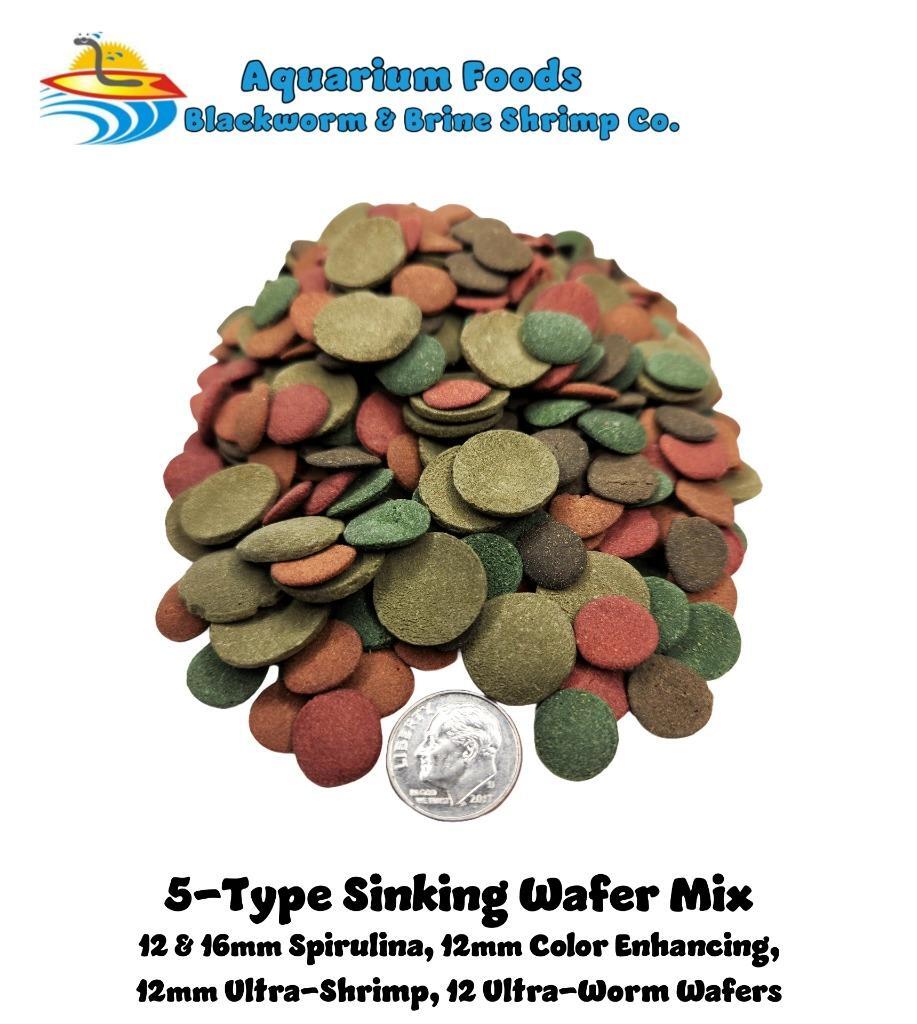 Sinking Wafers Bottom Feeder Fish Food 5-Type Mix. Algae Eater, Catfish & Plecos