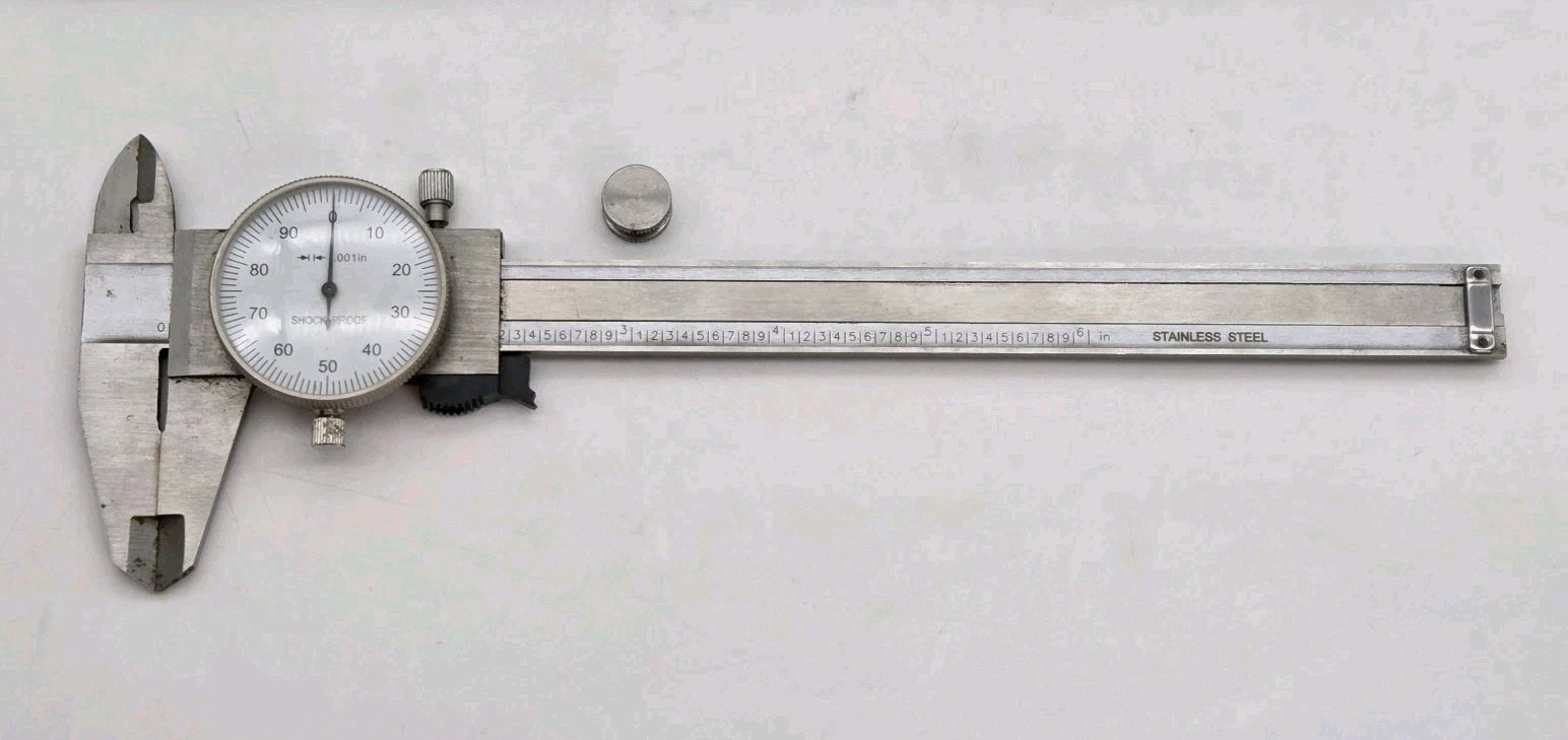 Shockproof Dial Caliper Stainless Steel 0-6" Range 0.001" Accuracy & Case