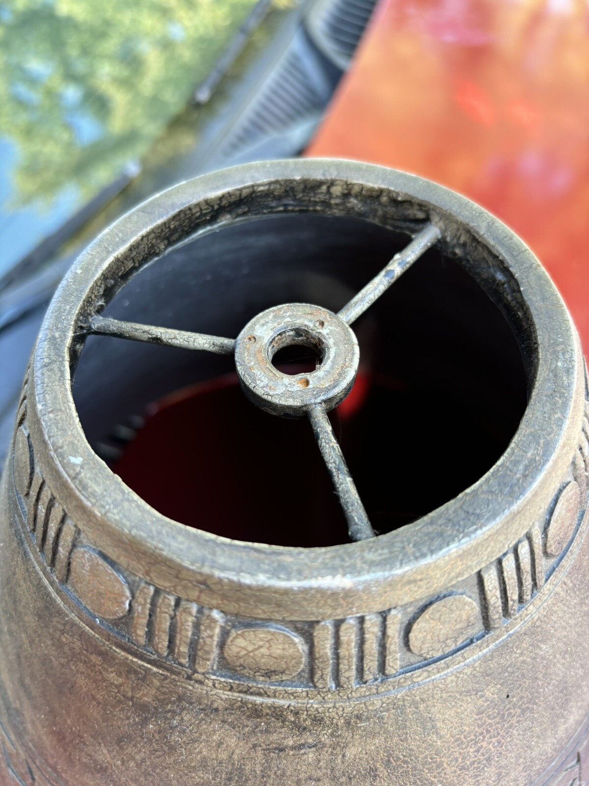 Rare UNIQUE Vintage Ceramic Clay ceramic Lamp Shade Heavy Brown Pottery Tribal