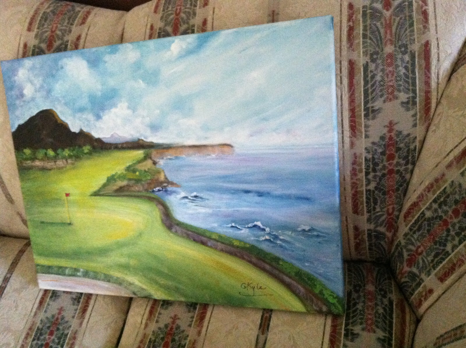 Kauai Golf Oil Painting Hawaii Original Art 18 x 24" Great Gift for Golfers!
