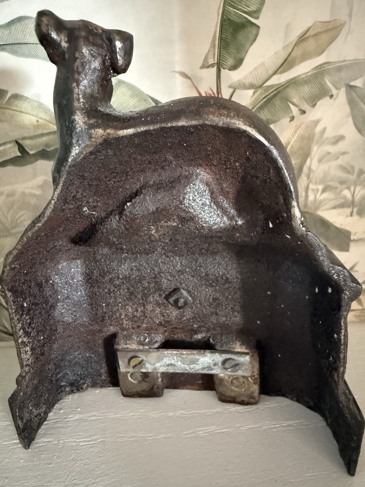 Antique French Victorian Bronze Greyhound Dog Fireplace Mantel Ornament c1900