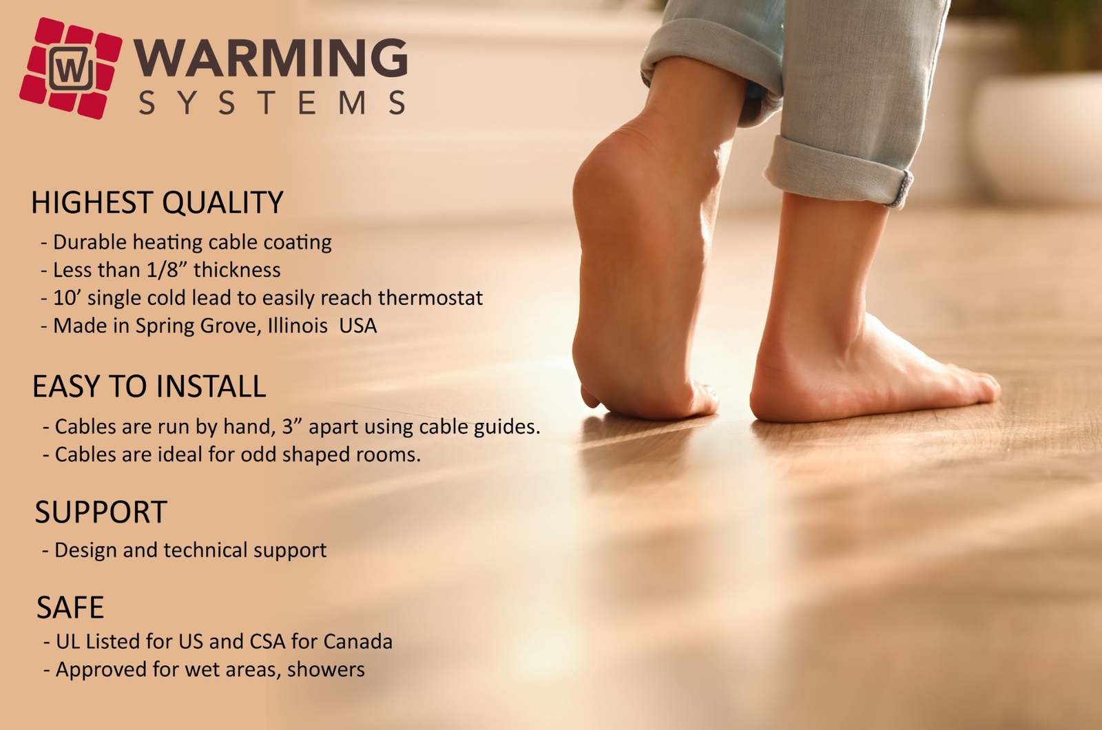 Electric Tile Radiant Warm Floor Heat Heated Kit, 120V, All Sizes Available