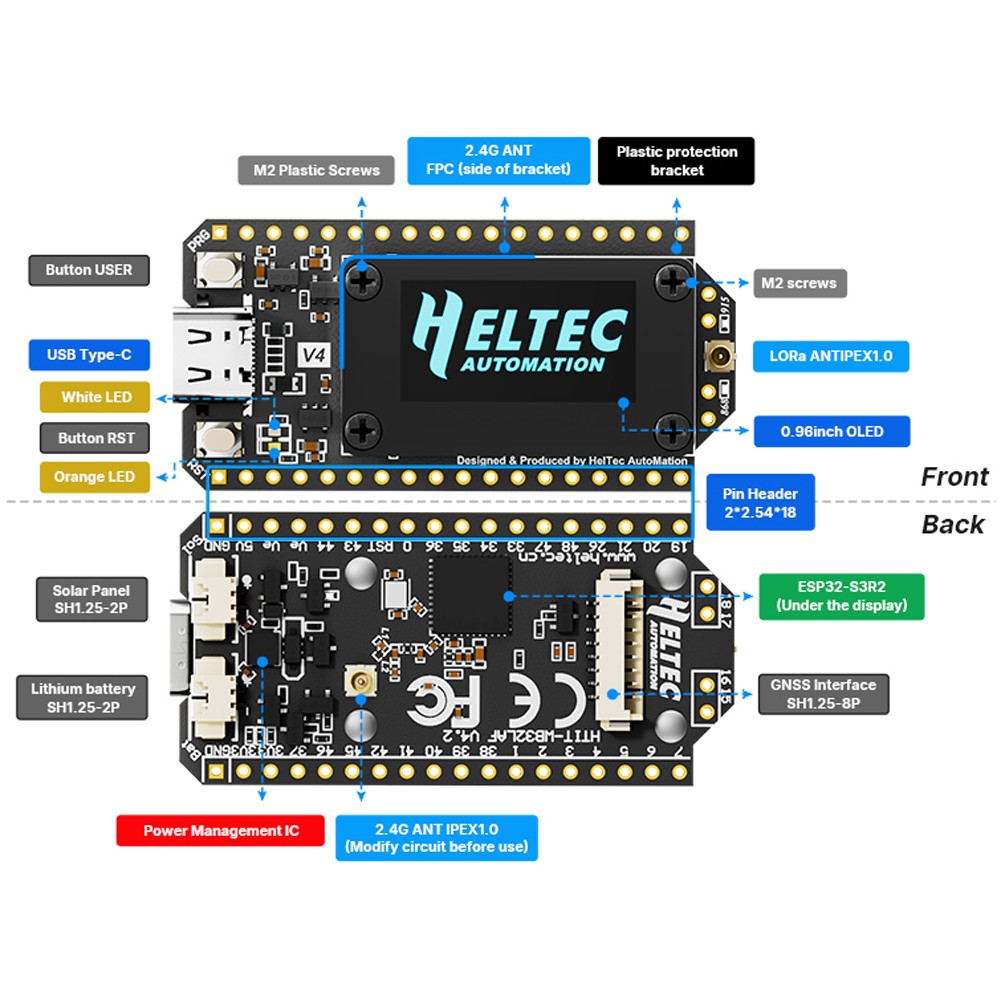 Heltec ESP32 LoRa 32 V4 Board + LoRa32 Antenna 915MHz for Meshtastic LoRaWAN USA