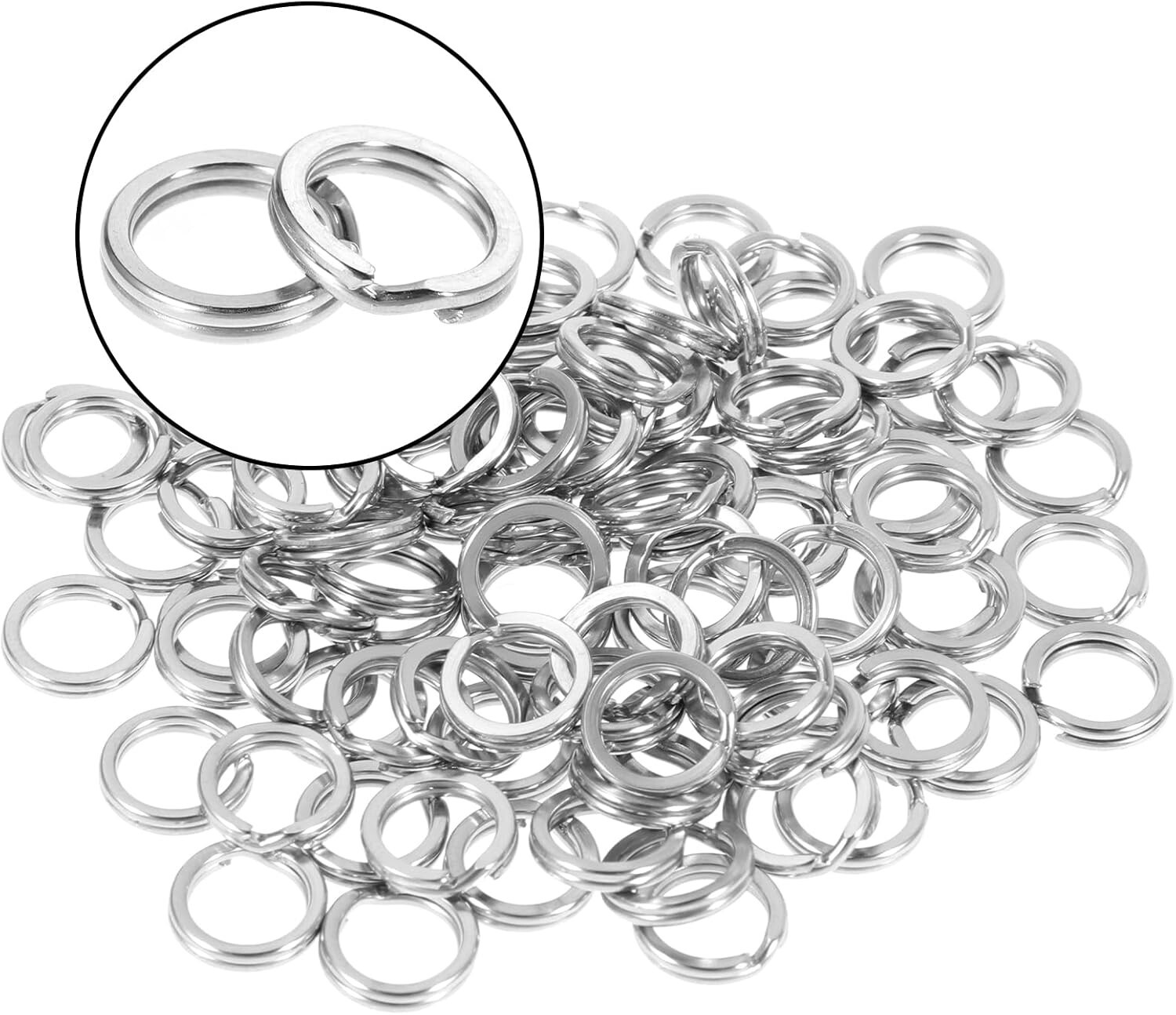 30pcs Split Rings 8mm Stainless Steel Small Key Chain Mini Keychain Rings Spl...