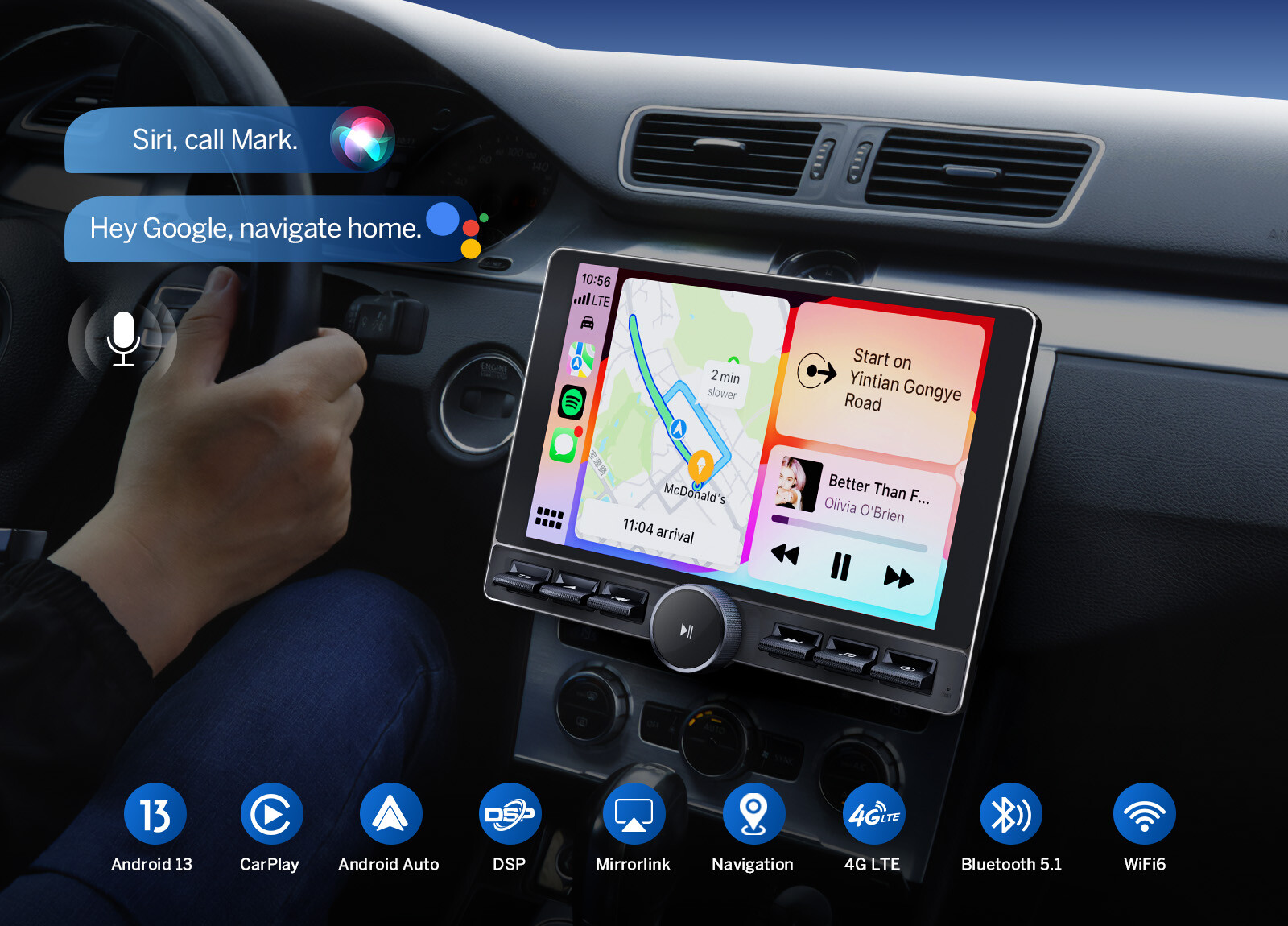 UX6K PRO MAX 2 DIN Android 13 8+128GB 10.1" QLED Car Stereo GPS CarPlay Radio 4G