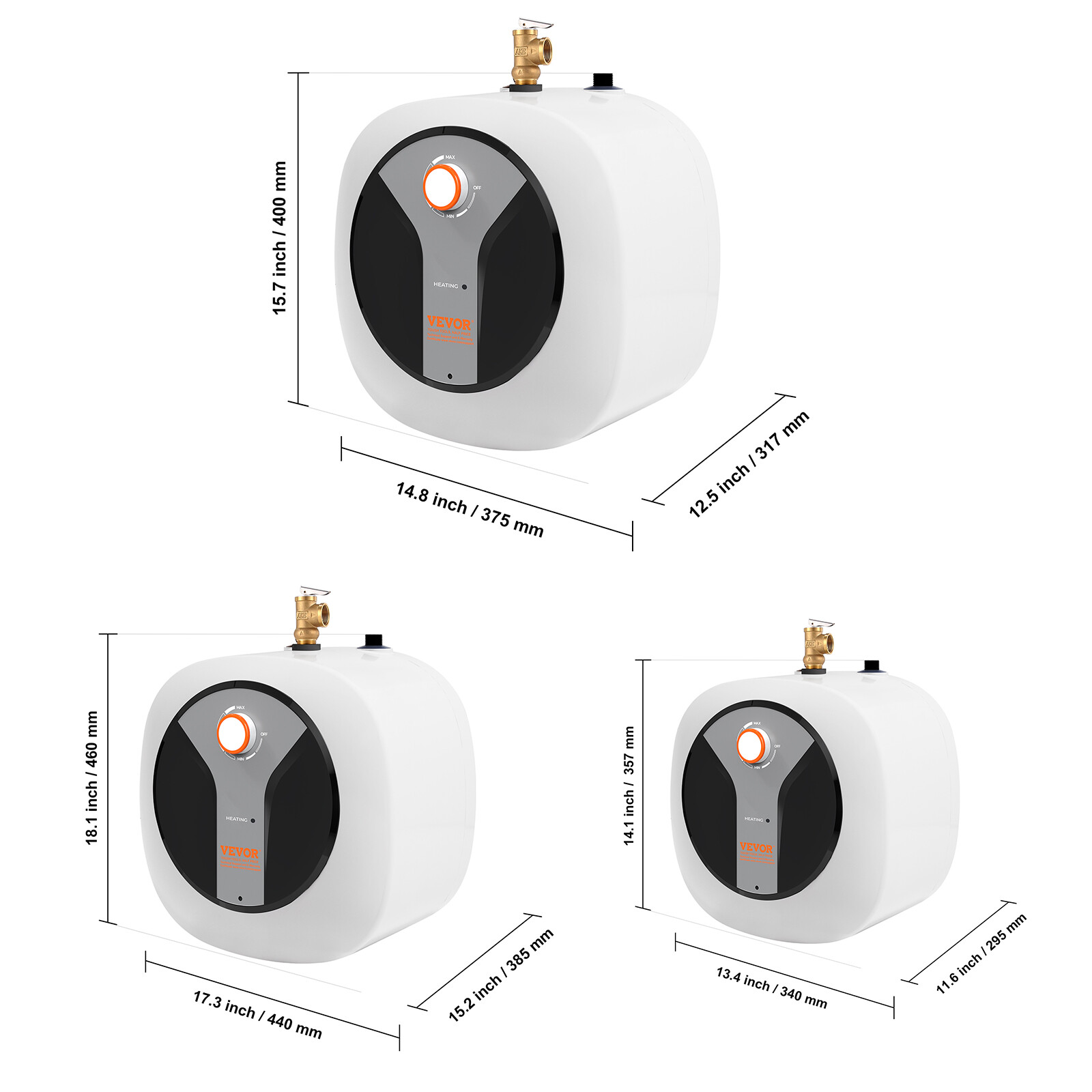 VEVOR 2.5/4/8 gal. Electric Mini Tank Hot Water Heater 1400W Shower Kitchen Sink