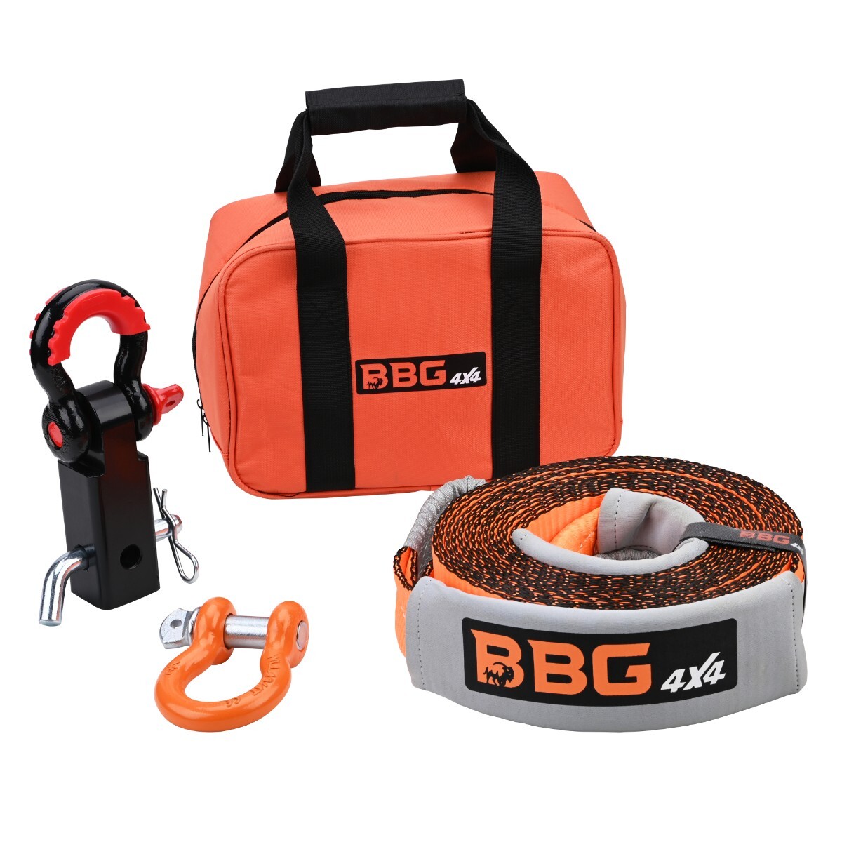 Recovery Tow Strap Kit: 3" x 30' Tow Strap + 1 Hitch Receive  + Shackle