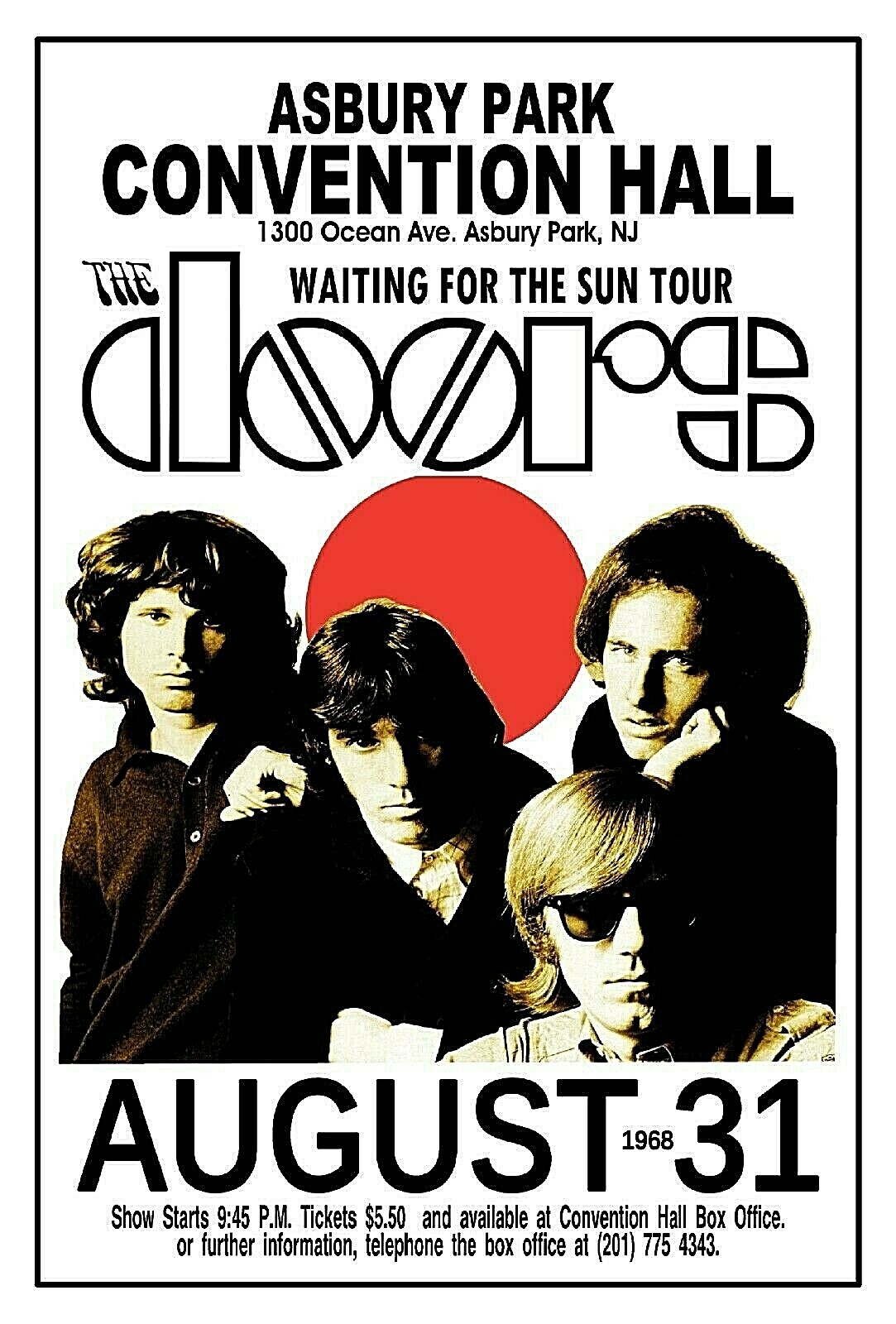 THE DOORS 1968  CONCERT POSTER ASBURY PARK NJ Convention Hall GIG POSTER