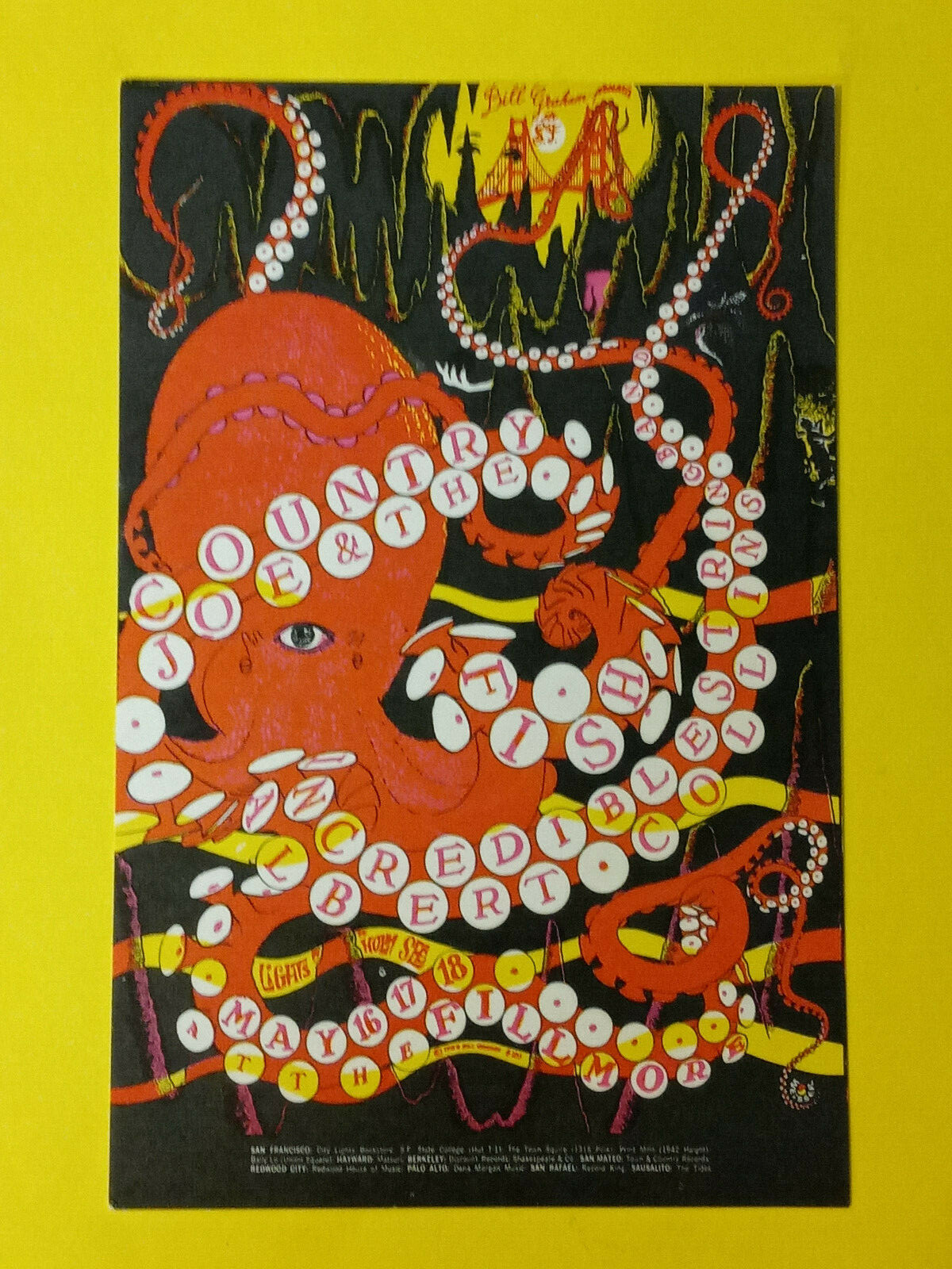 CountrY Joe & The FiSh ALbert CoLLinS BG120 BiLL Graham FiLLmore 1968 HandbiLL