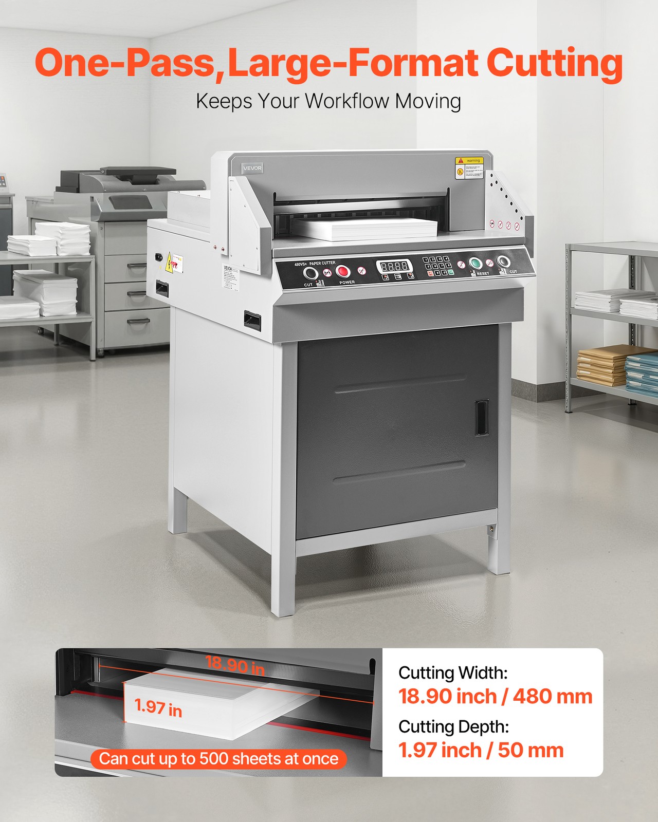 VEVOR Electric Paper Cutter 18.9 in Cutting Width 1.97 in Cutting Thickness