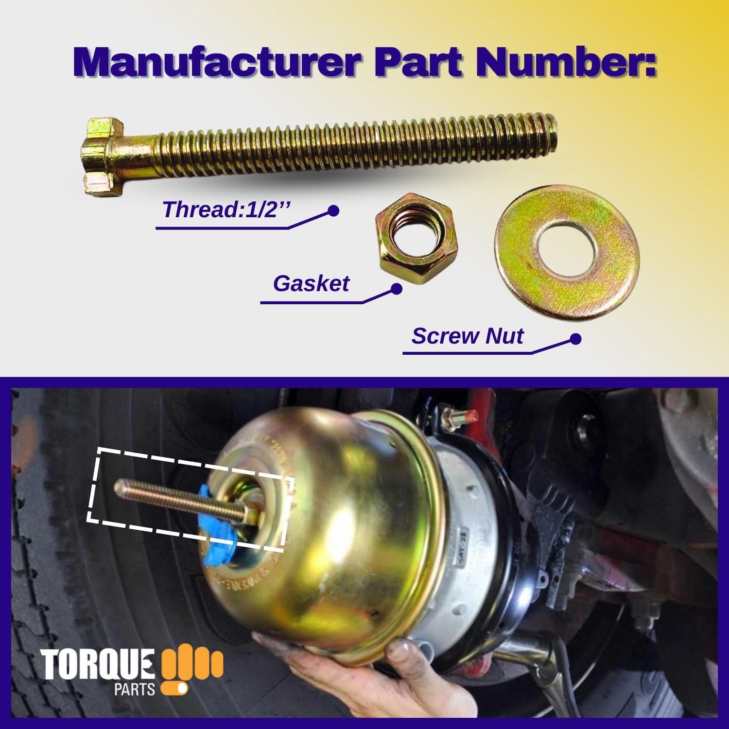 Torque 25 Pack Brake Cage Bolt Assembly for Semi Truck Air Spring Brake Chamber