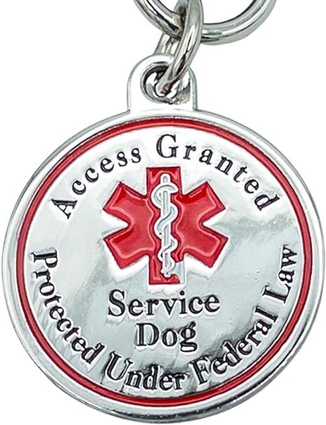 Service Dog Tag 2 Pack Double Sided Red Medical Alert Symbol Medal for Small Dog