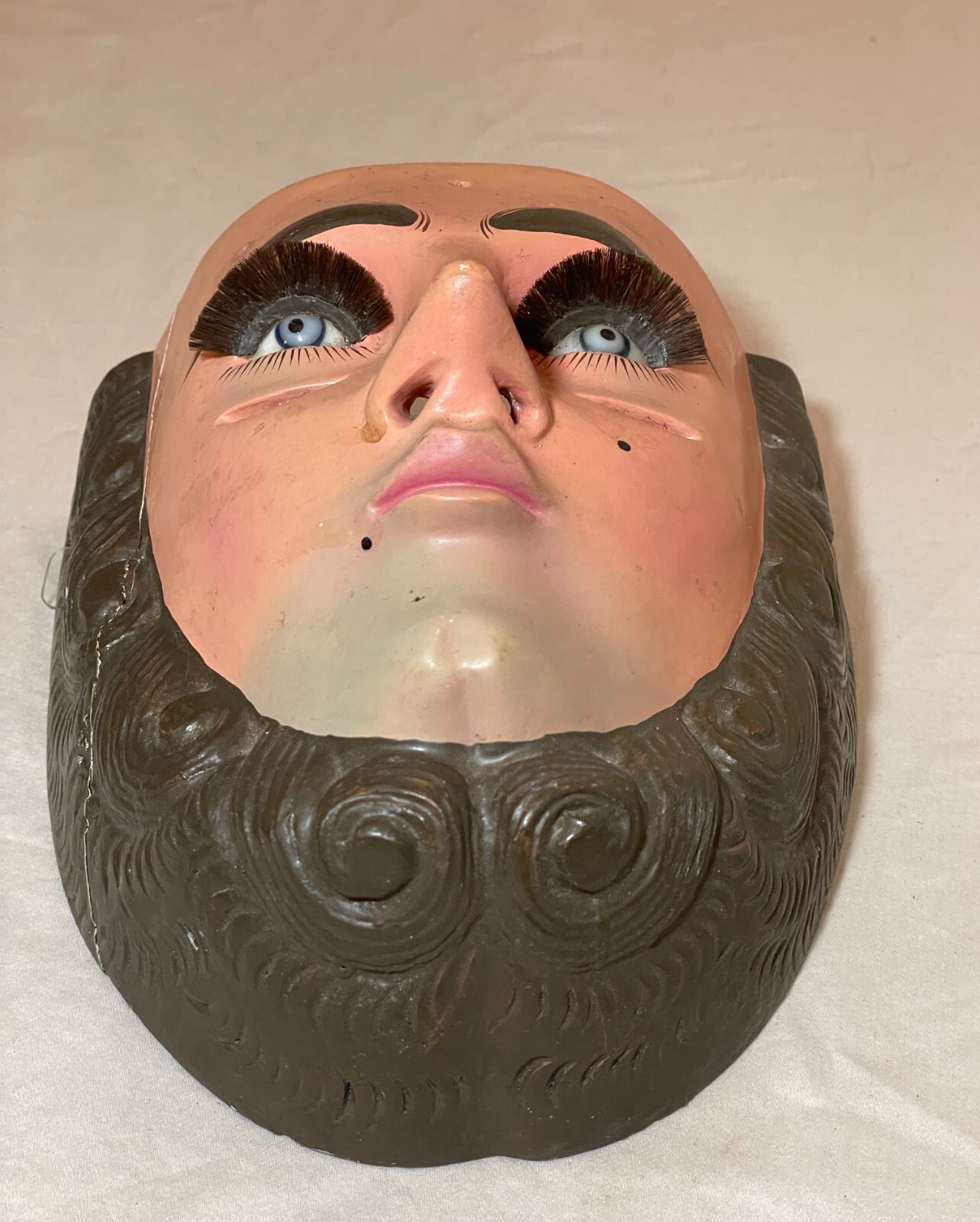VINTAGE PARACHICOS MASK HAND CARVED WOOD MEXICAN FOLK ART CHIAPAS GLASS EYE