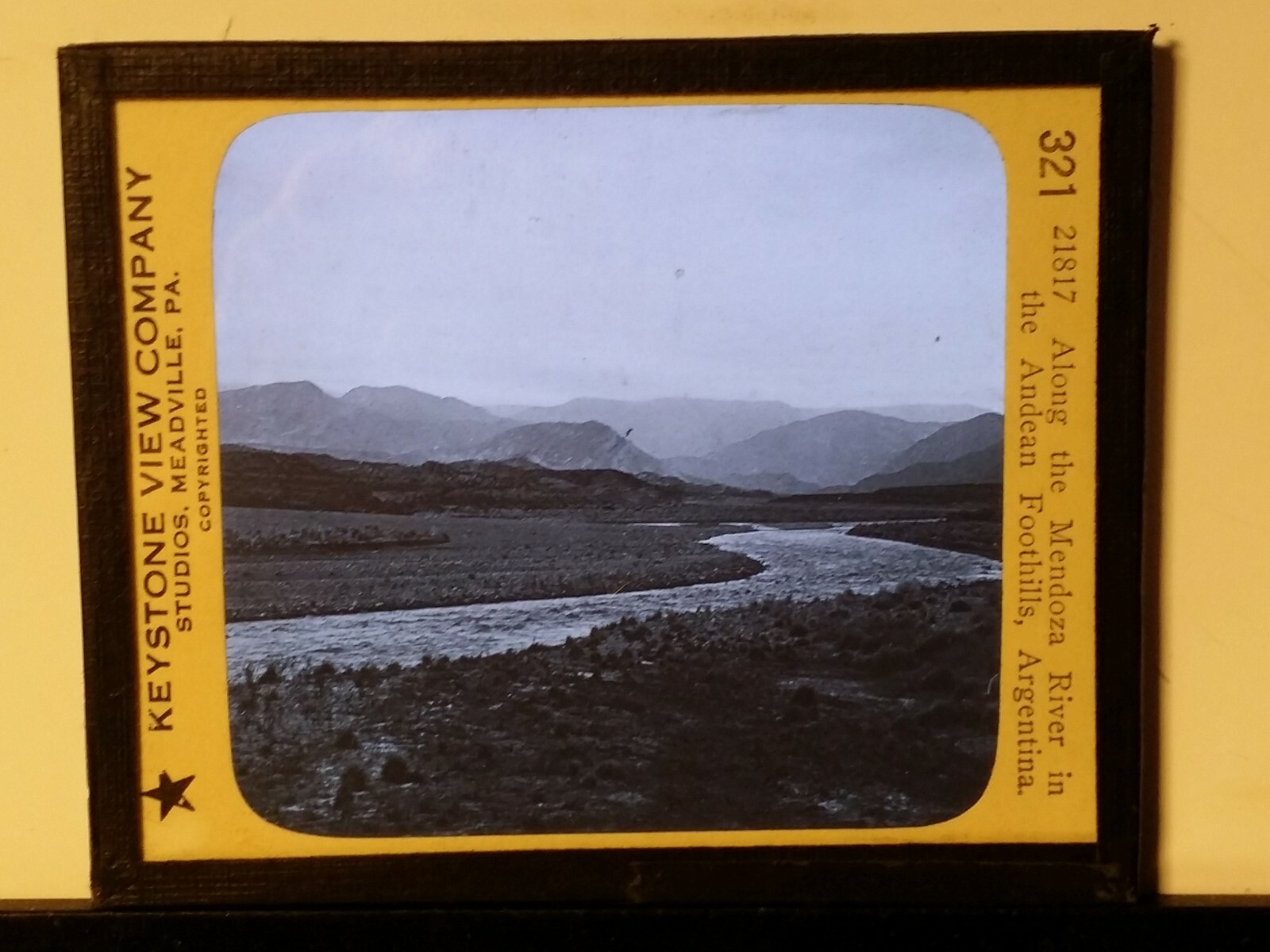 Andes Mountains Andean Foothills, Western Argentina, Magic Lantern Glass Slide