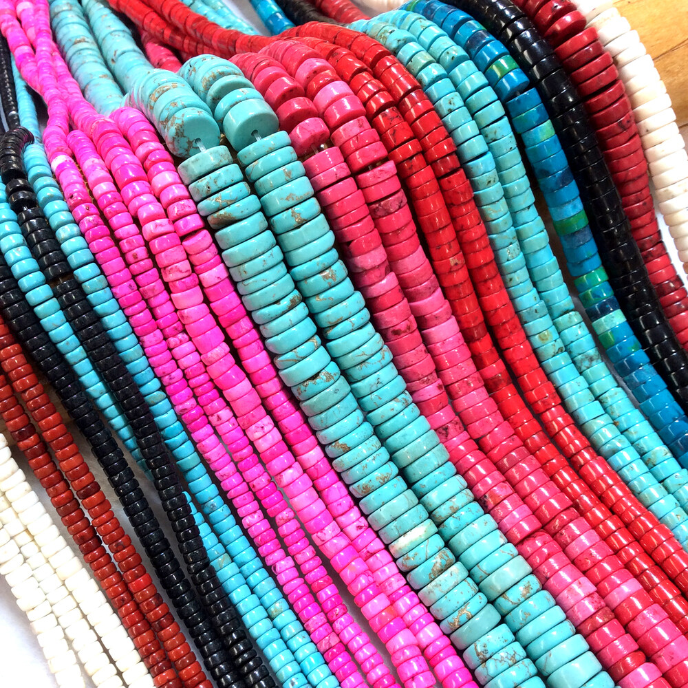 Gemstone Howlite Magnesite Turquoise Heishi Beads 15" Jewelry 4mm 6mm 8 10 12mm