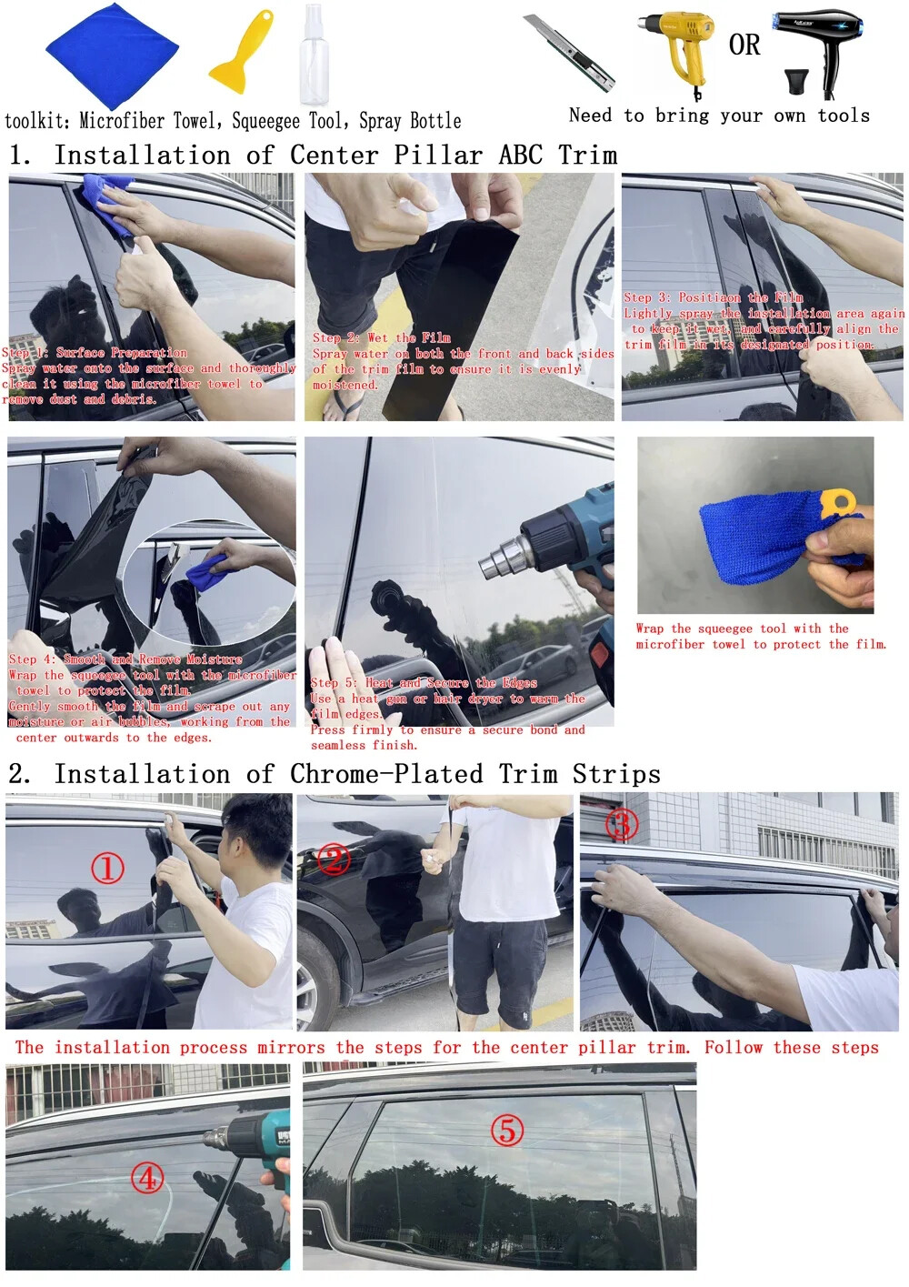 Glossy Black Chrome Delete Window Trims For Audi A4 S4 B9 2017-2025