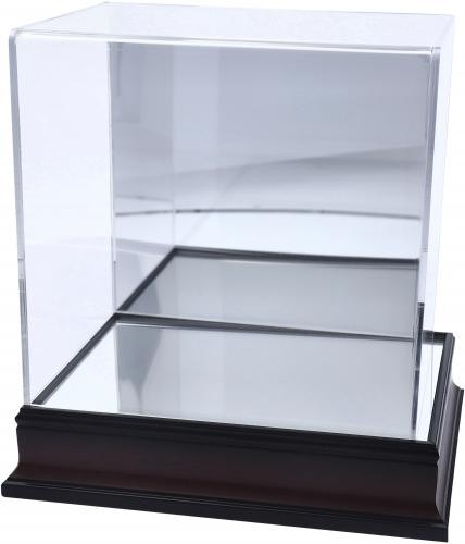 Antique Mahogany Mini Helmet Display Case with Mirror Back