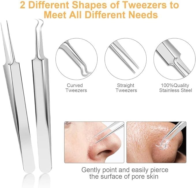 Acne Needle Blackhead Remover - Pimple & Comedone Extractor Tool Kit with Tweeze
