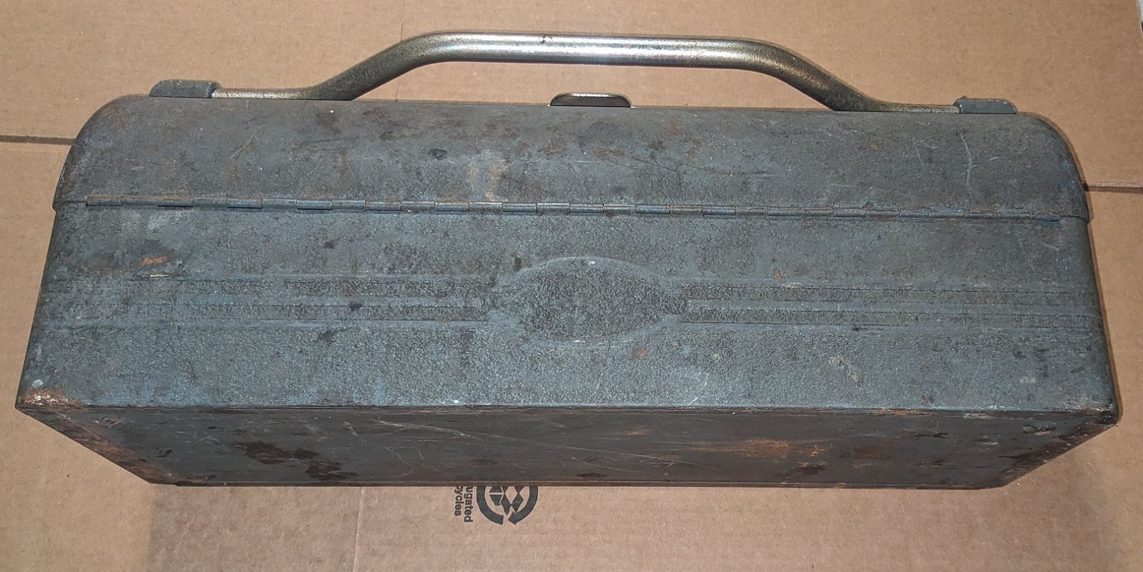 Vintage Craftsman Tool Box Lunch Box Tombstone Dome Style Metal