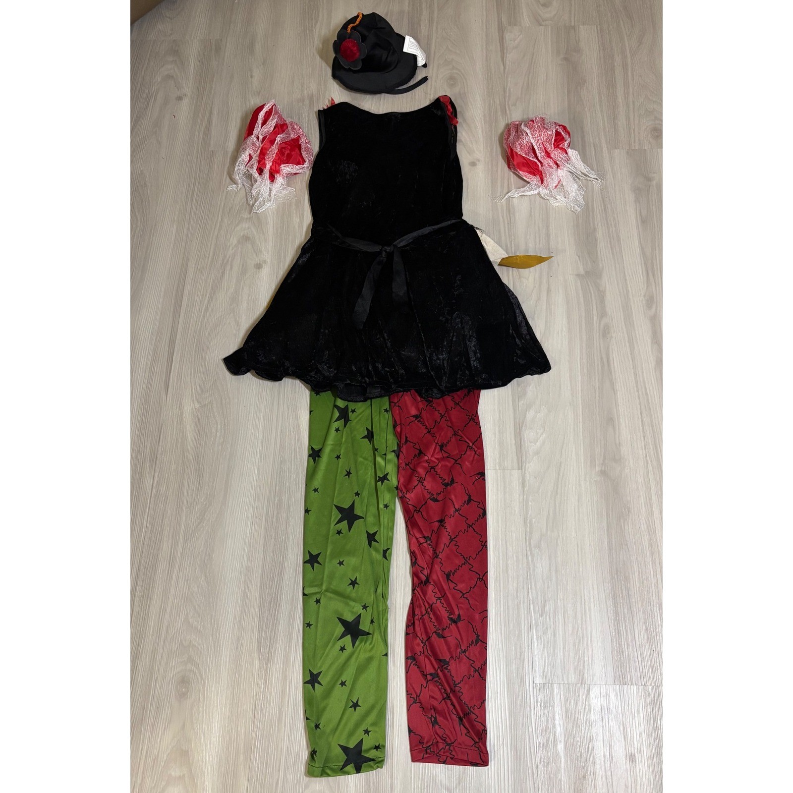 Rubies Evil Clown Costume Womens S Red Black Halloween Cosplay Dress Leggings