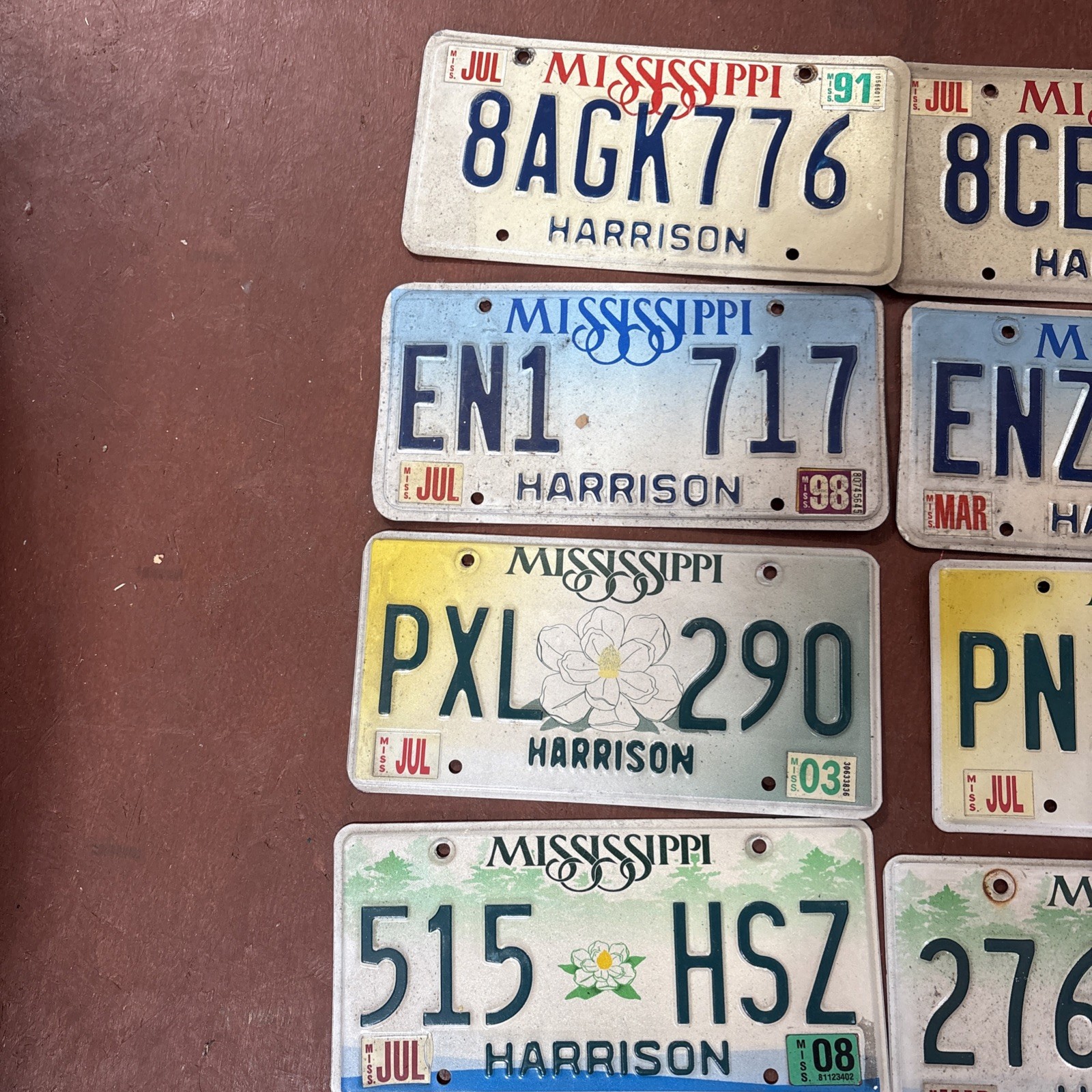 8 Mississippi Harrison County Expired License Plates Plus 1 Motorcycle Plate.