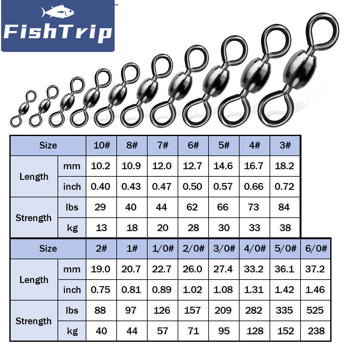 Heavy Crane Swivels 50~200Pcs Swivels Fishing Tackle Fishing Line Hook Connector