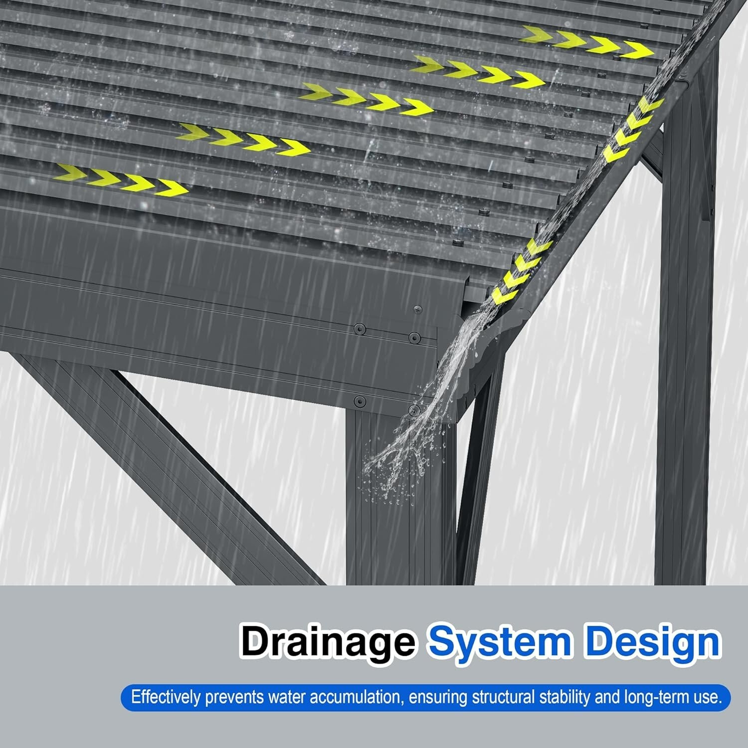 Domi 12x20FT Lean to Gazebo, Wall Mounted Gazebo w/Sloping Roof,Drainage System