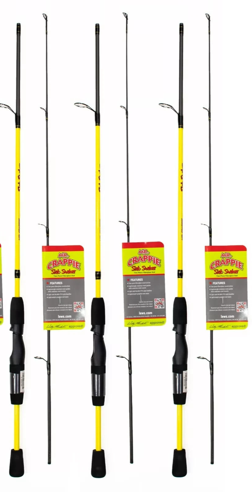lot of 3 LEWS MR CRAPPIE SLAB SHAKER 5'6" LIGHT 2 PIECE SPINNING ROD