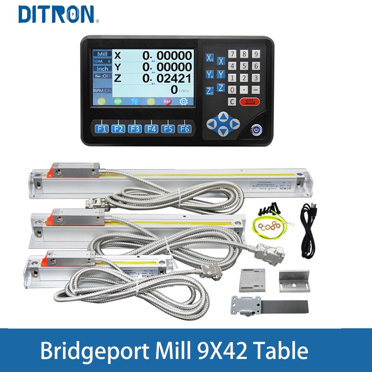 3Axis Digital Readout RPM DRO Meter 3 Pcs Linear scale for Bridgeport Mill 9X42