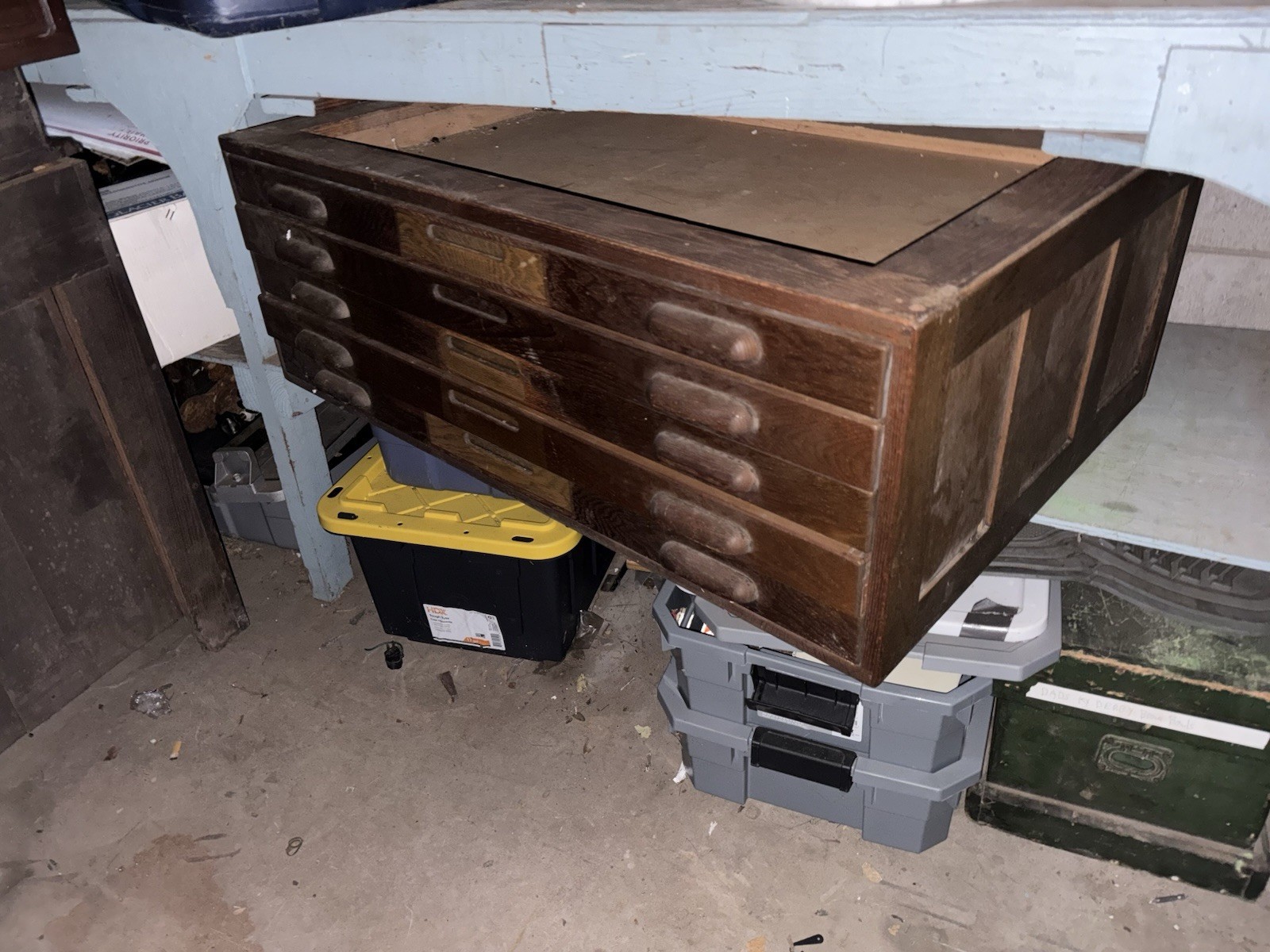 Vintage Hamilton Oak Flat Arhitect Map Blueprint Chest Of Drawers