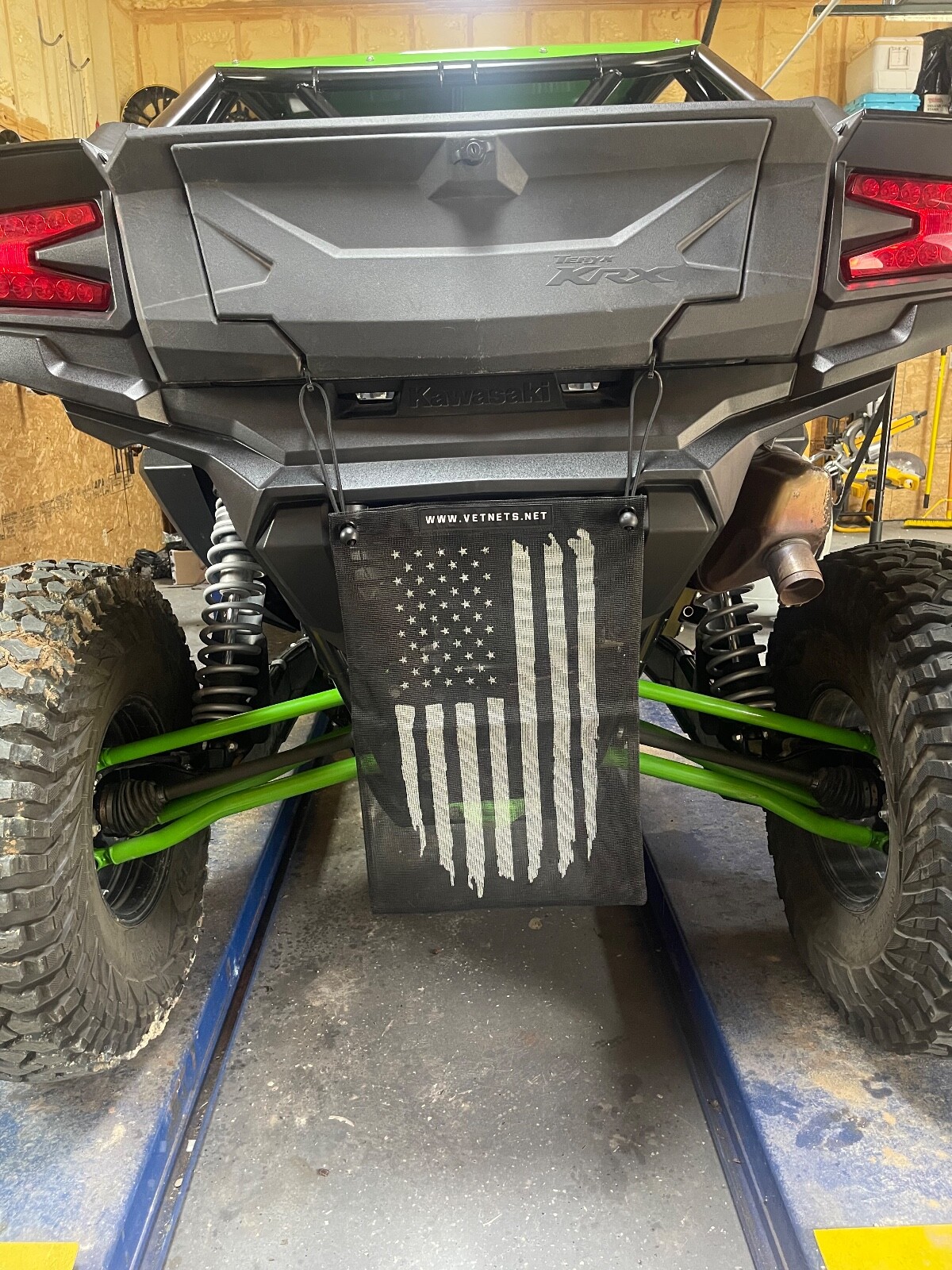 UTV Mesh Trash Bag with weathered flag