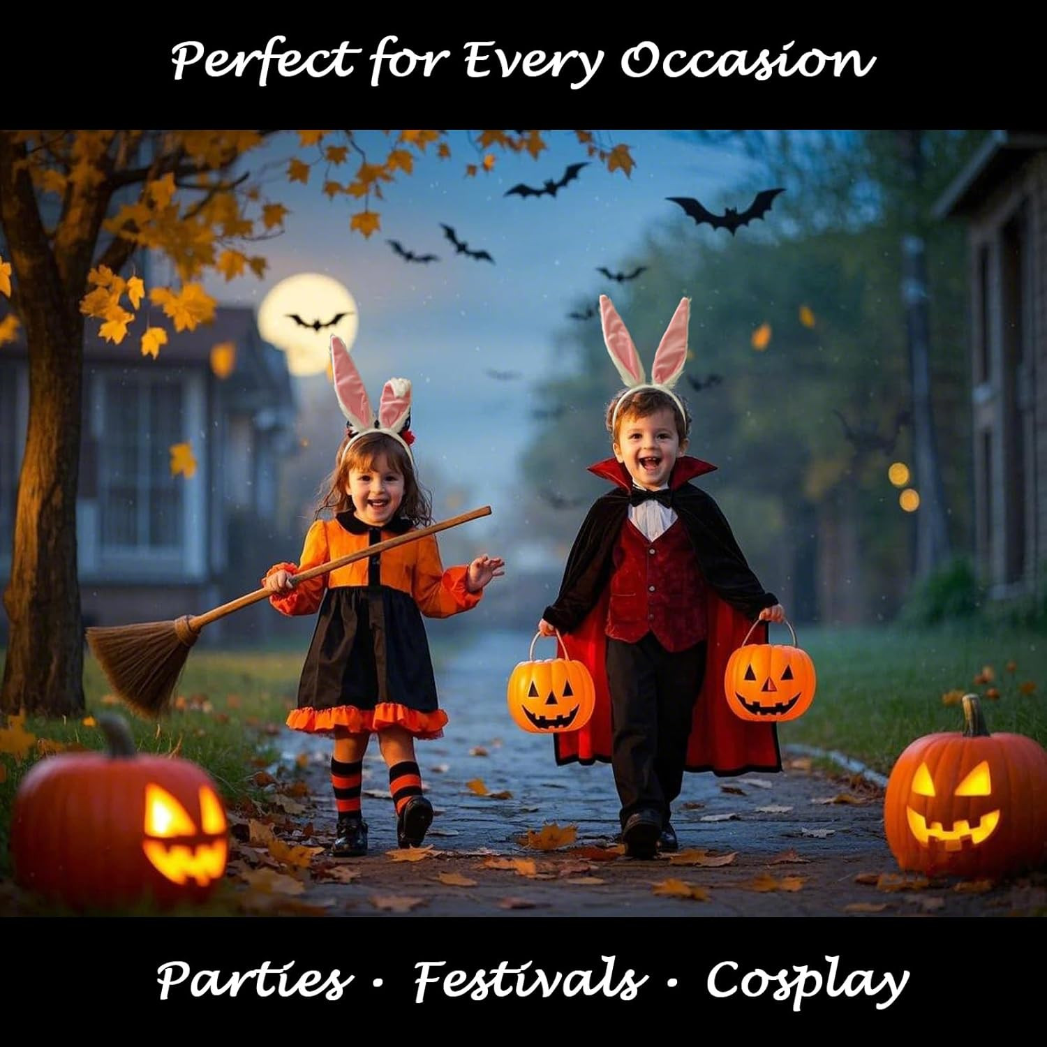 Bunny Ears Headband Plush White Rabbit Ears Easter Halloween Party Cosplay Gift