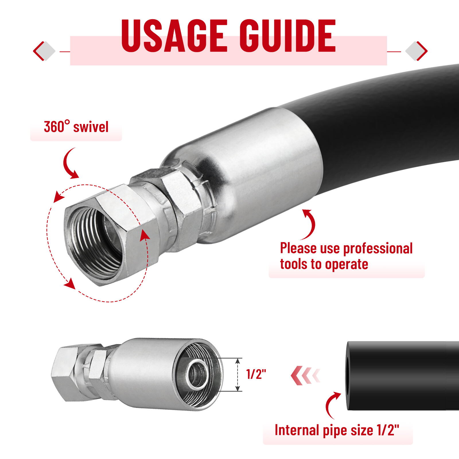 12 Pack 1/2" Hose x 1/2" JIC 37° Female Hydraulic Hose End Swivel Crimp Fitting