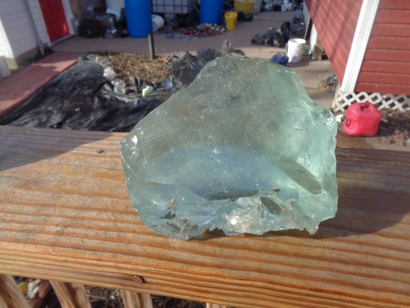 Glass Rock Slag  Clear Aqua/Ice Blue Rocks 5.10 lbs 12C Landscaping Aquarium