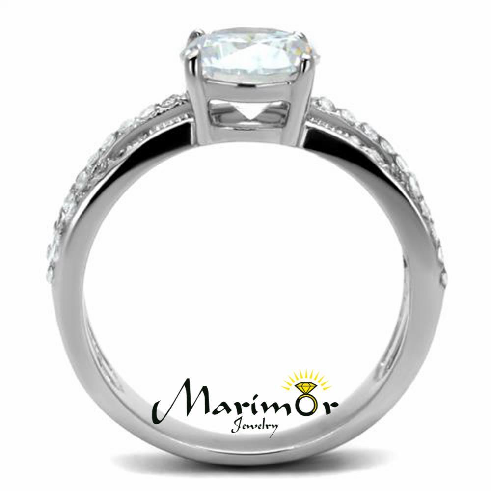 Women's 2.22 Ct Round Cut Zirconia Stainless Steel Engagement Ring Size 5-10