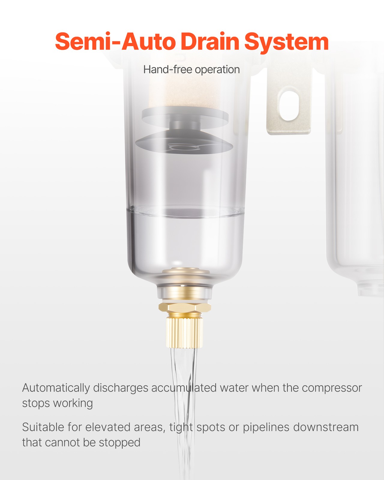 VEVOR Air Compressor Filter Regulator Lubricator 3/8" NPT Semi-Auto 145PSI Max