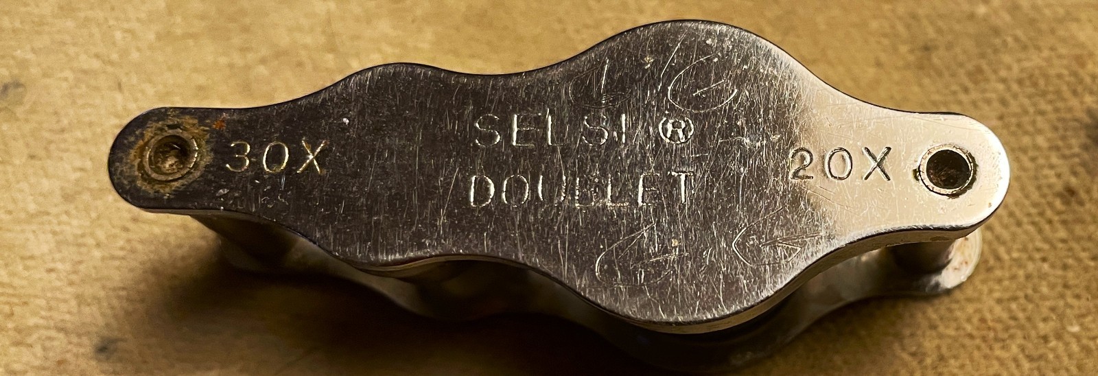 Vintage SELSI 20X 30 X Doublet Chrome Jeweler's Loupe Folding Magnifier Japan
