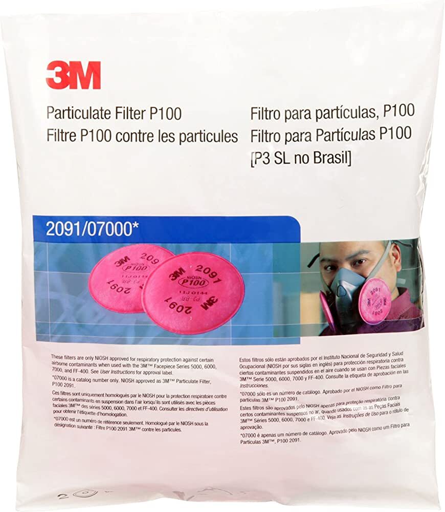 3M 2091 P100 Replacement Particulate Filters Respirator Protection USA MADE
