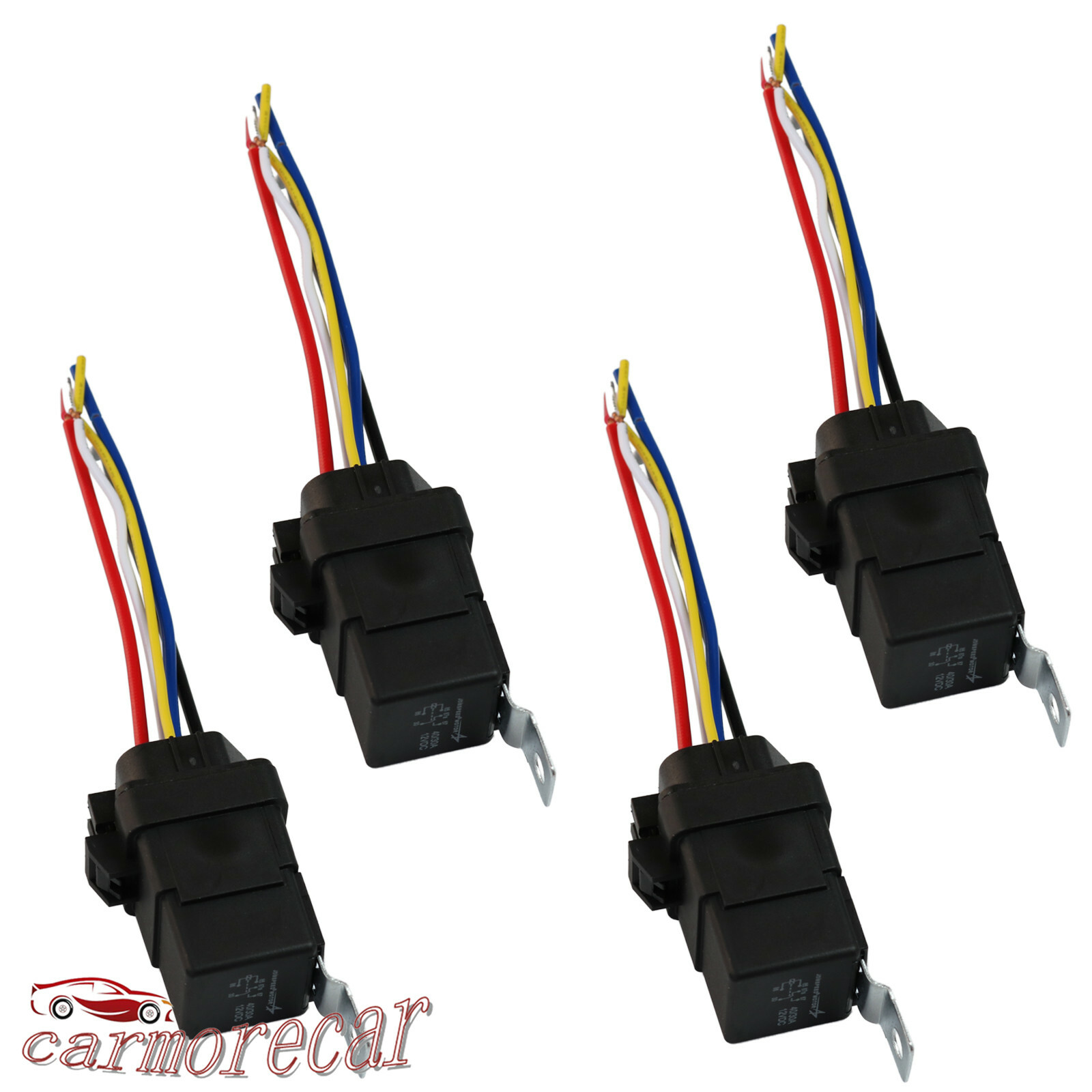 4 pack 5 pin & wire Heavy Duty Car Auto Relay 12V 40 amp Waterproof Plug Socket