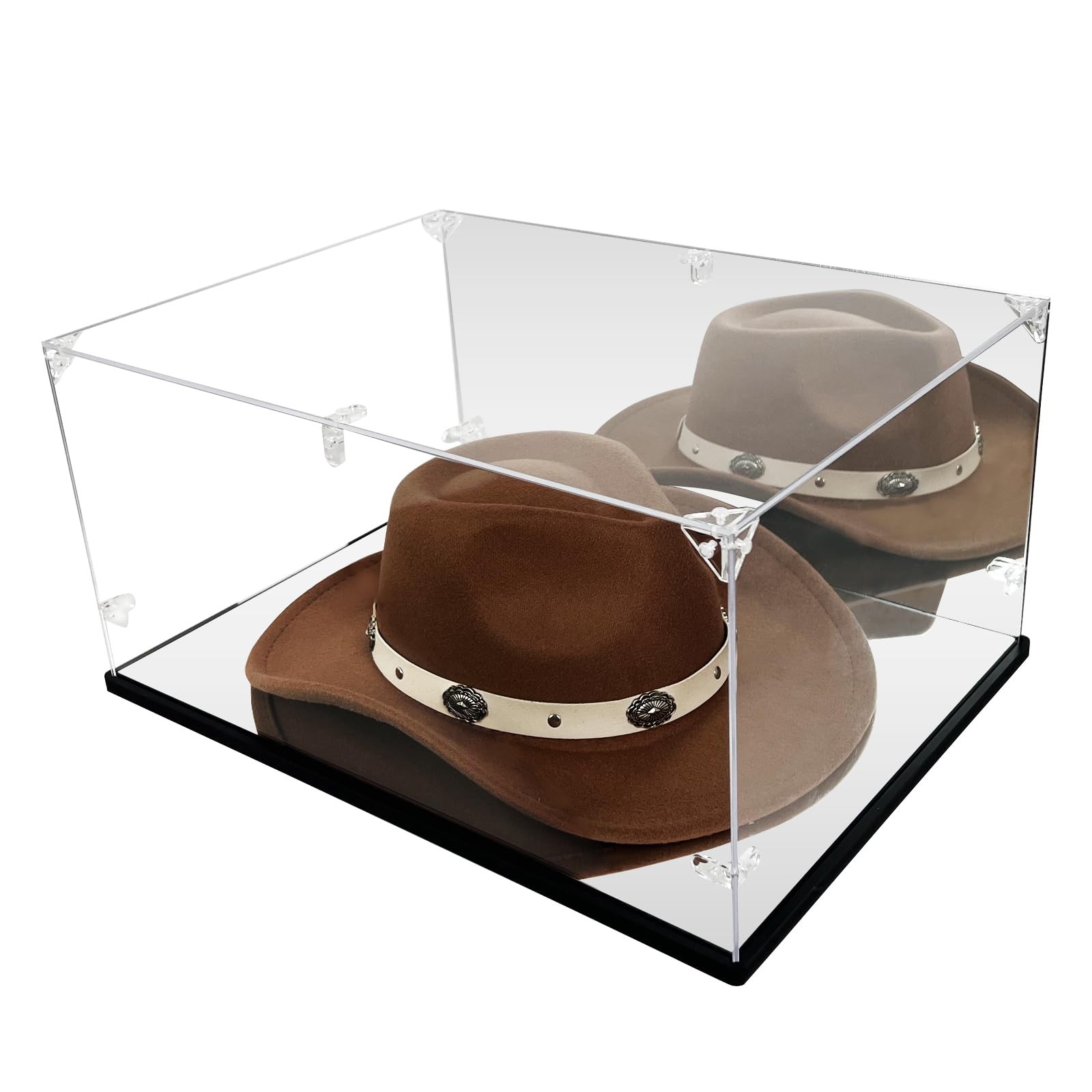 Cowboy Hat Display Case & Protector Box - Dual Mirror - 3mm Clear Premium Acr...