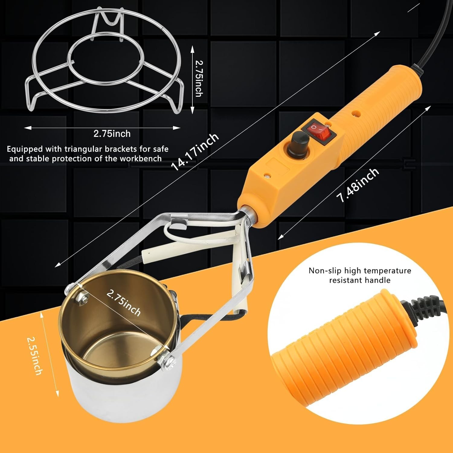 Lead Melting Pot for Fishing & Bullets Molds Kit Crucibles Metal Casting Furnace