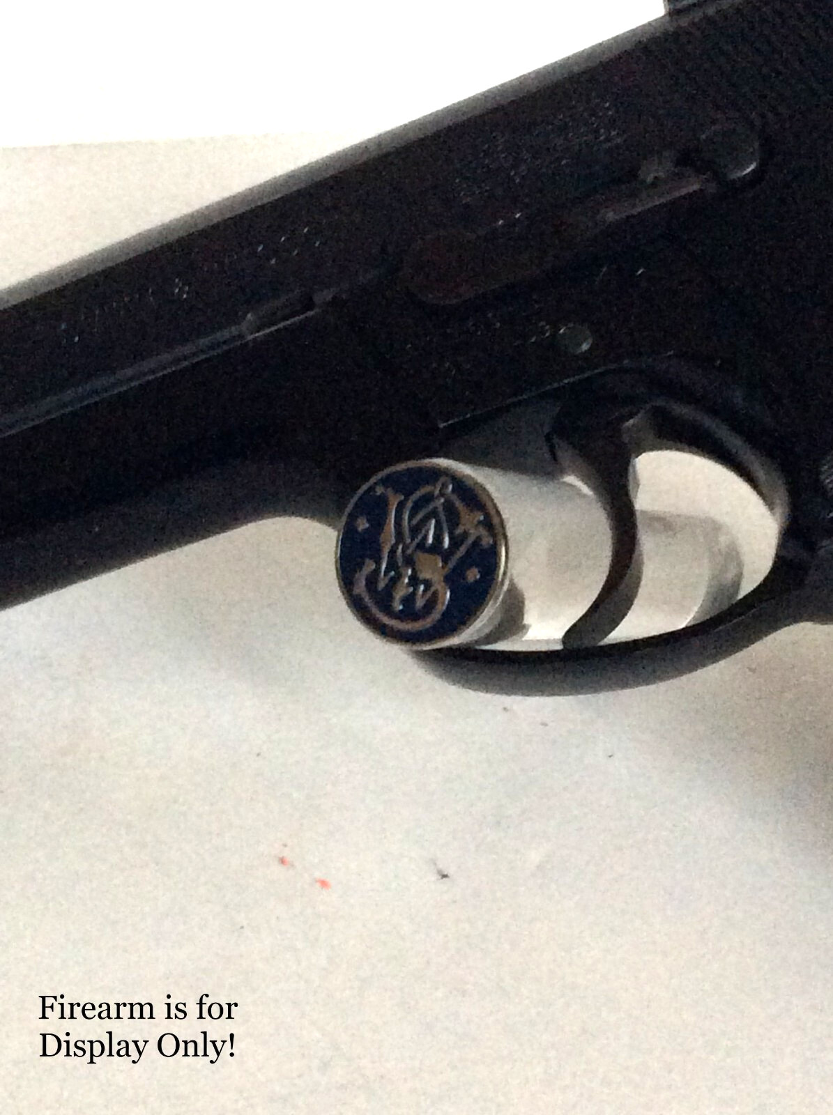 Handgun Firearm Gun Safe Shelf Display Rod - S&W Navy Blue/Silver Enamel Topper