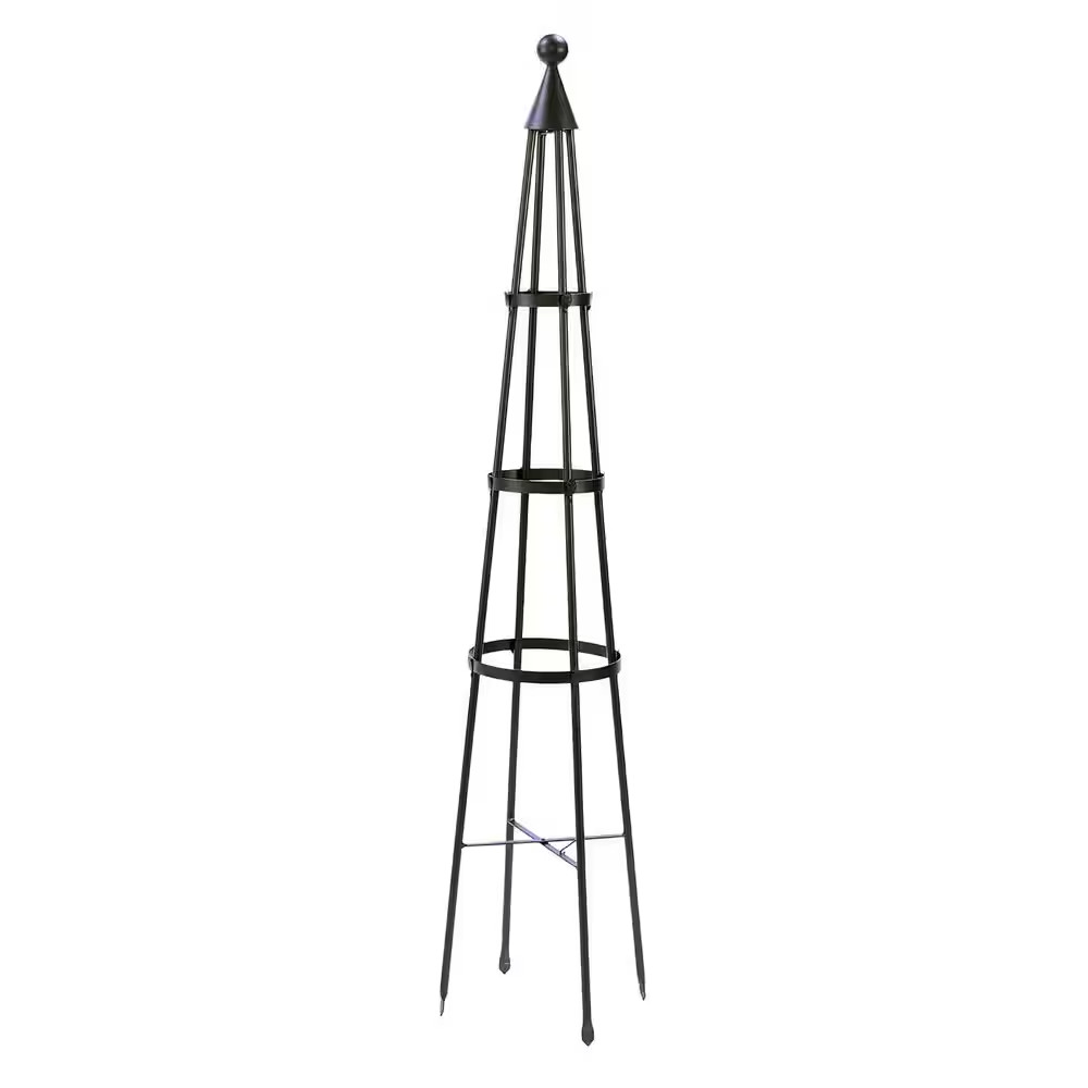 Obelisk Garden Trellis, 60 In. Tall, Graphite Powder Coat Finish