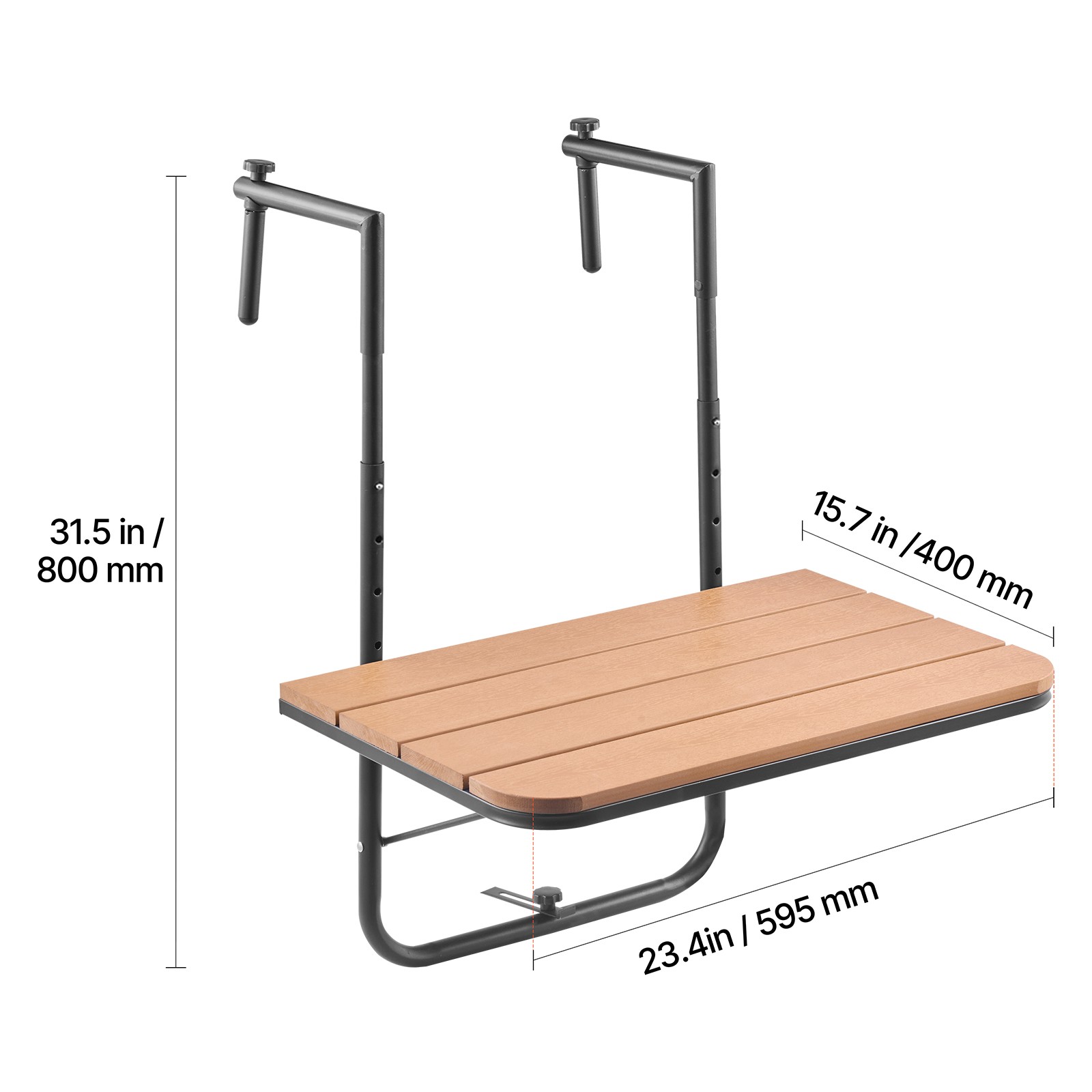 Balcony Hanging Table 25 x 24 in Outdoor Patio Railing Bar Table Adjusable