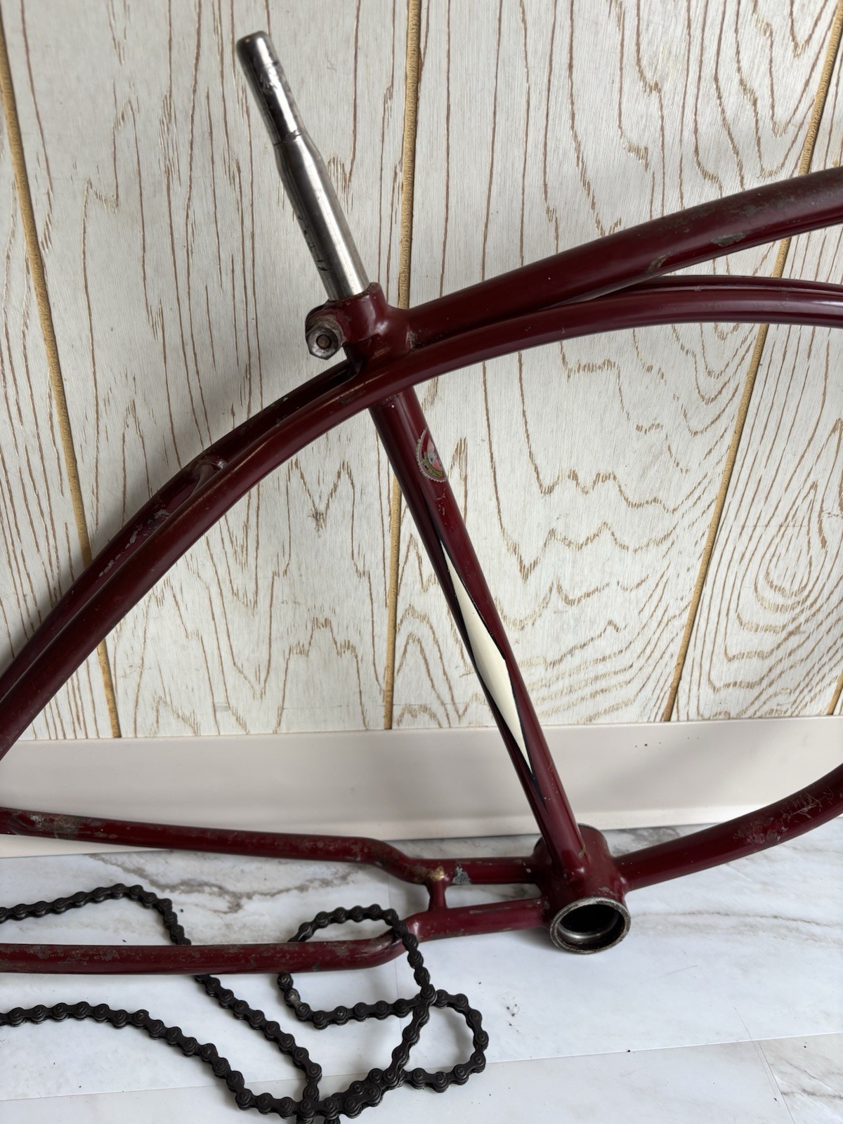 Prewar 1941 Schwinn Excelsior Autocycle Maroon Ivory Cantilever Frame