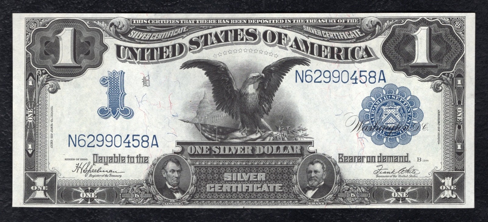 FR. 236 1899 $1 ONE DOLLAR “BLACK EAGLE” SILVER CERTIFICATE ABOUT UNCIRCULATED
