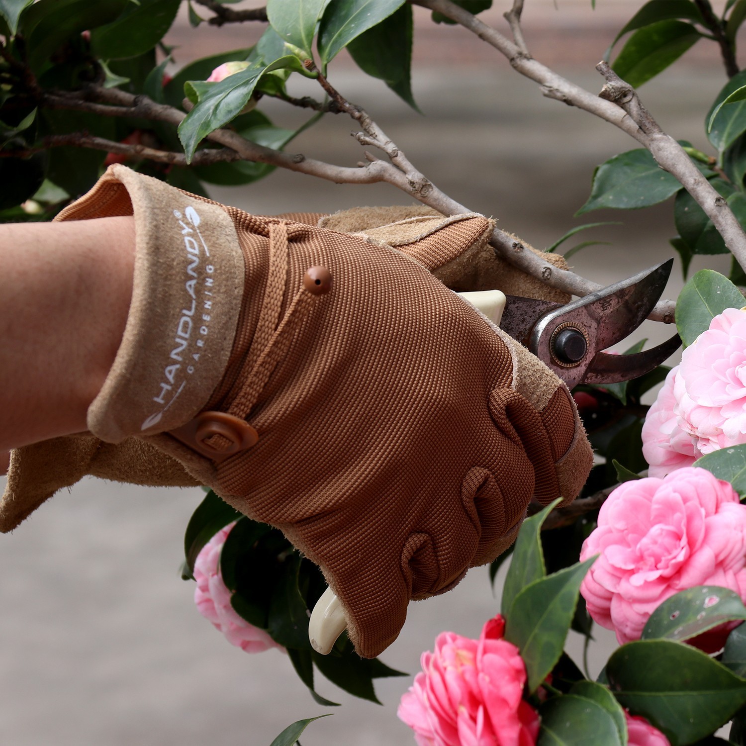 HANDLANDY Work Gloves for Women and Ladies, Leather Gardening Gloves Flexible