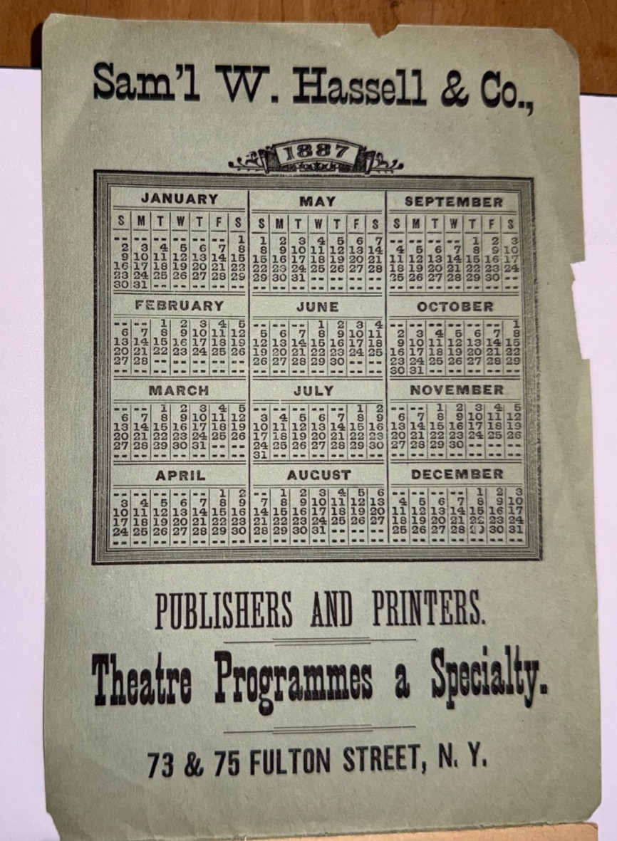 RARE 1887 CRITERION THEATRE PROGRAM CHIMES OF NORMANDY AT FULTON & GRAND AVENUE