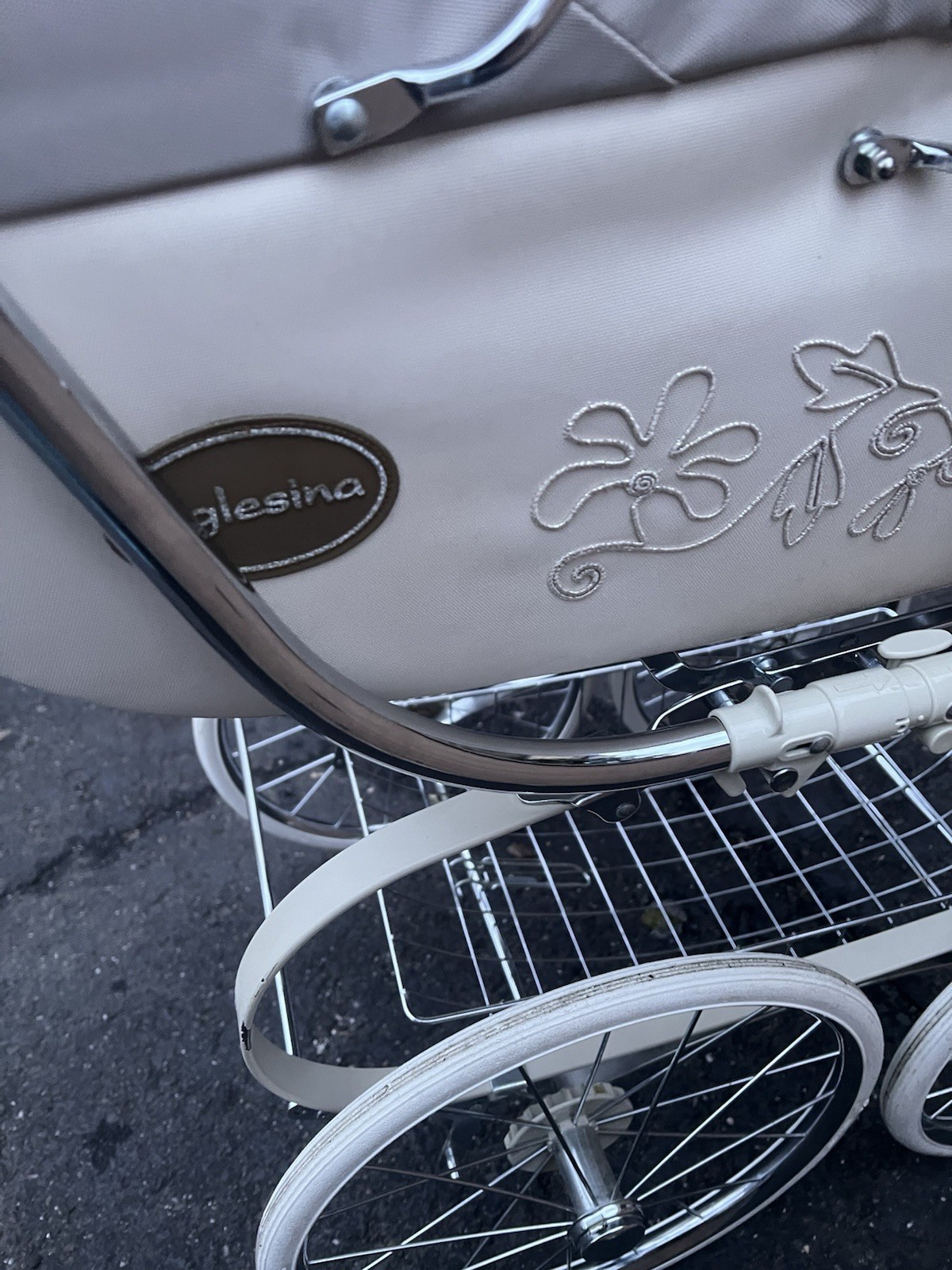 Inglesina Classics Pram Baby Stroller with Basket and Storage Basket In White