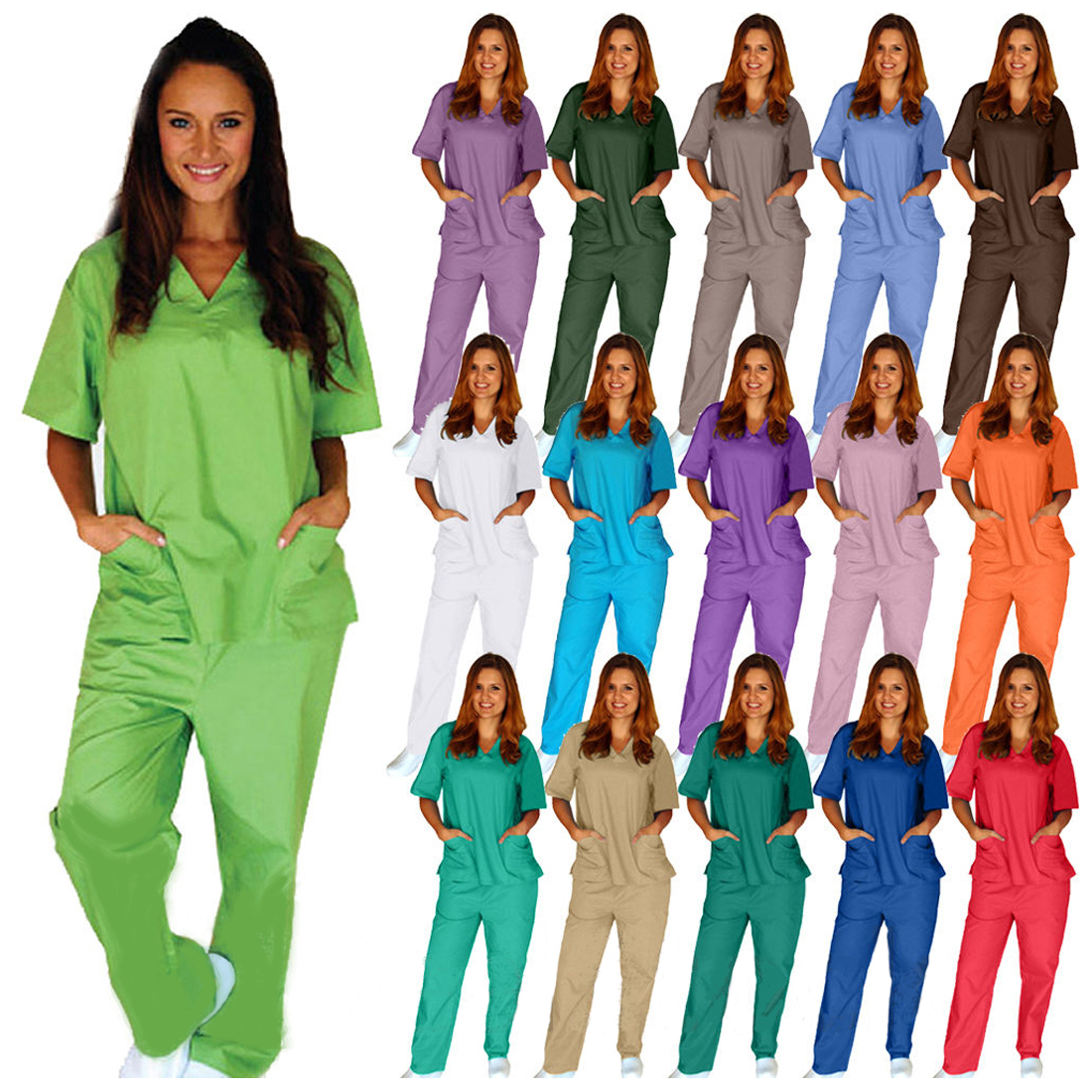 Medical Nursing Scrub Set NATURAL UNIFORMS Men Women Unisex Top Pants Hospital